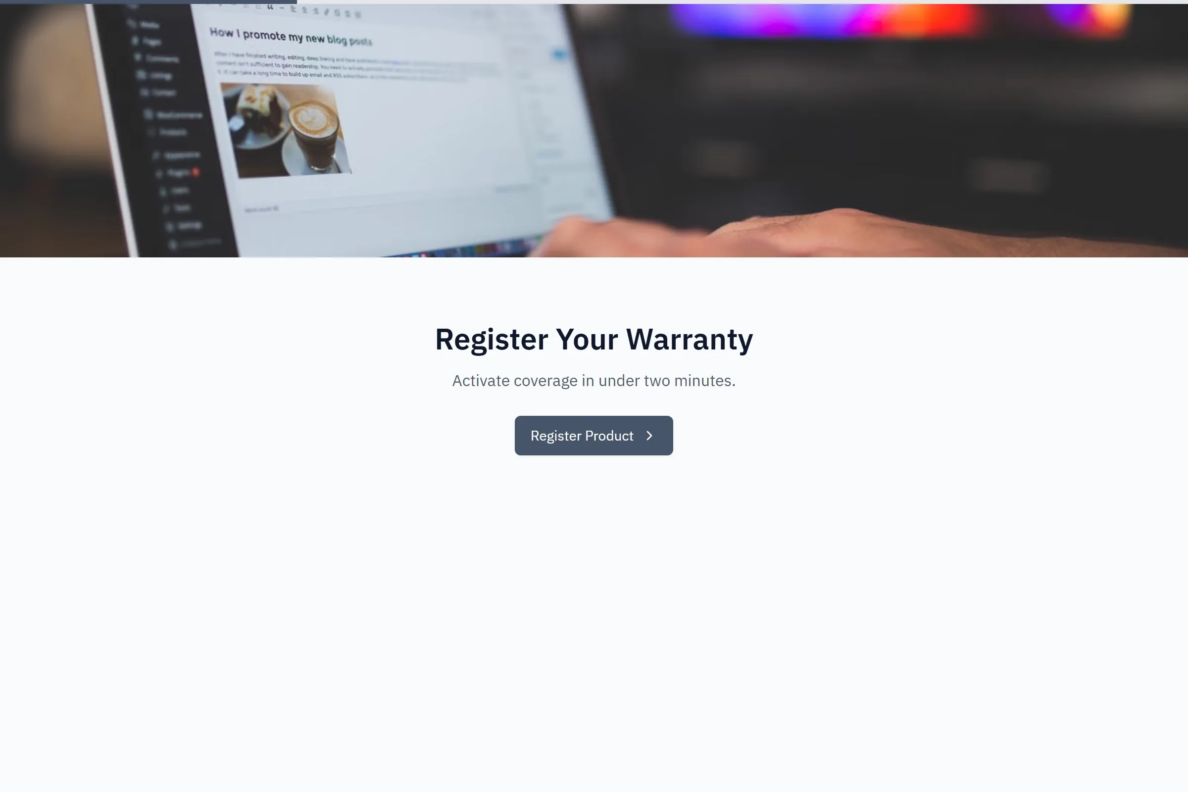 Product Warranty Registration template preview