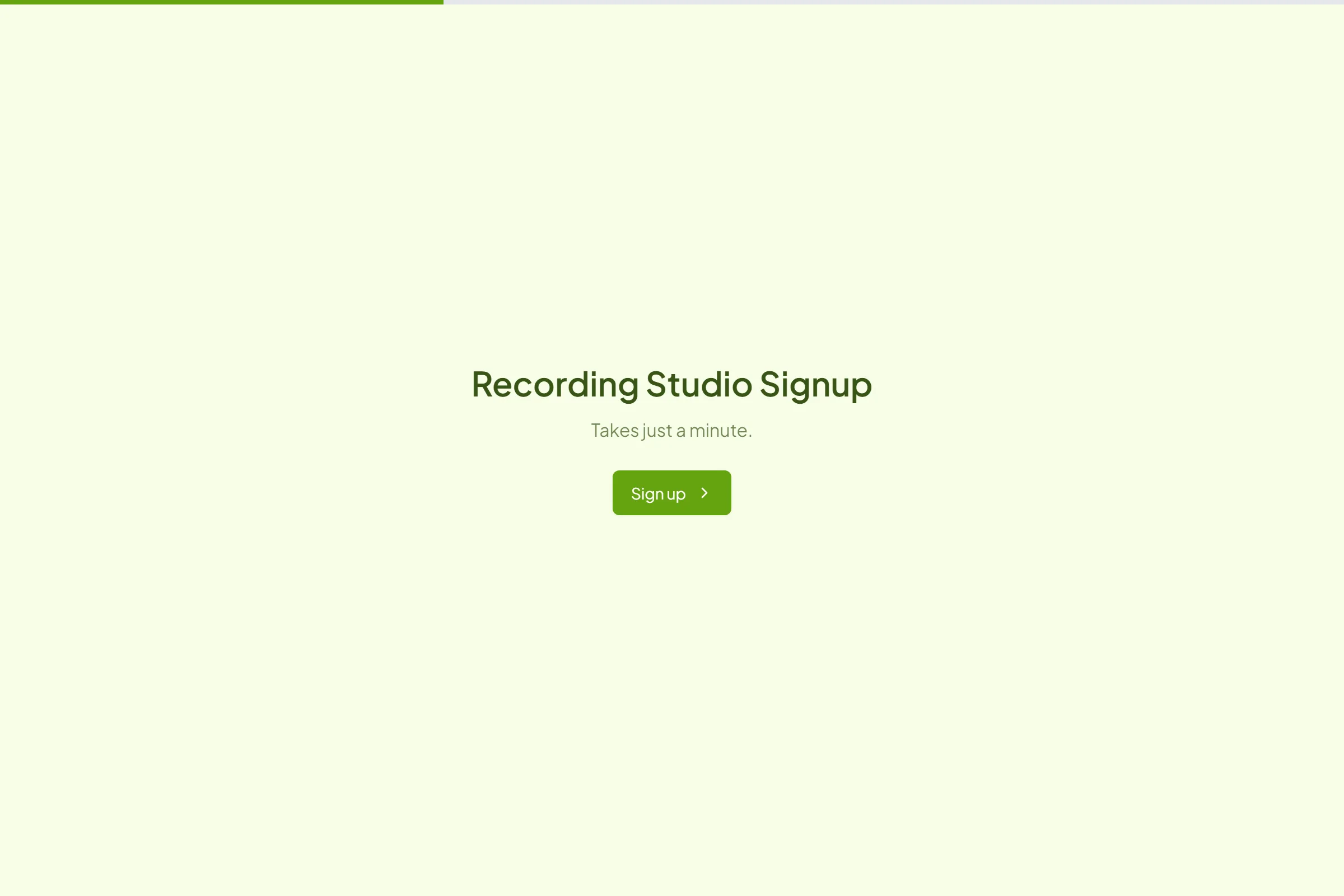 Recording Studio Signup template preview
