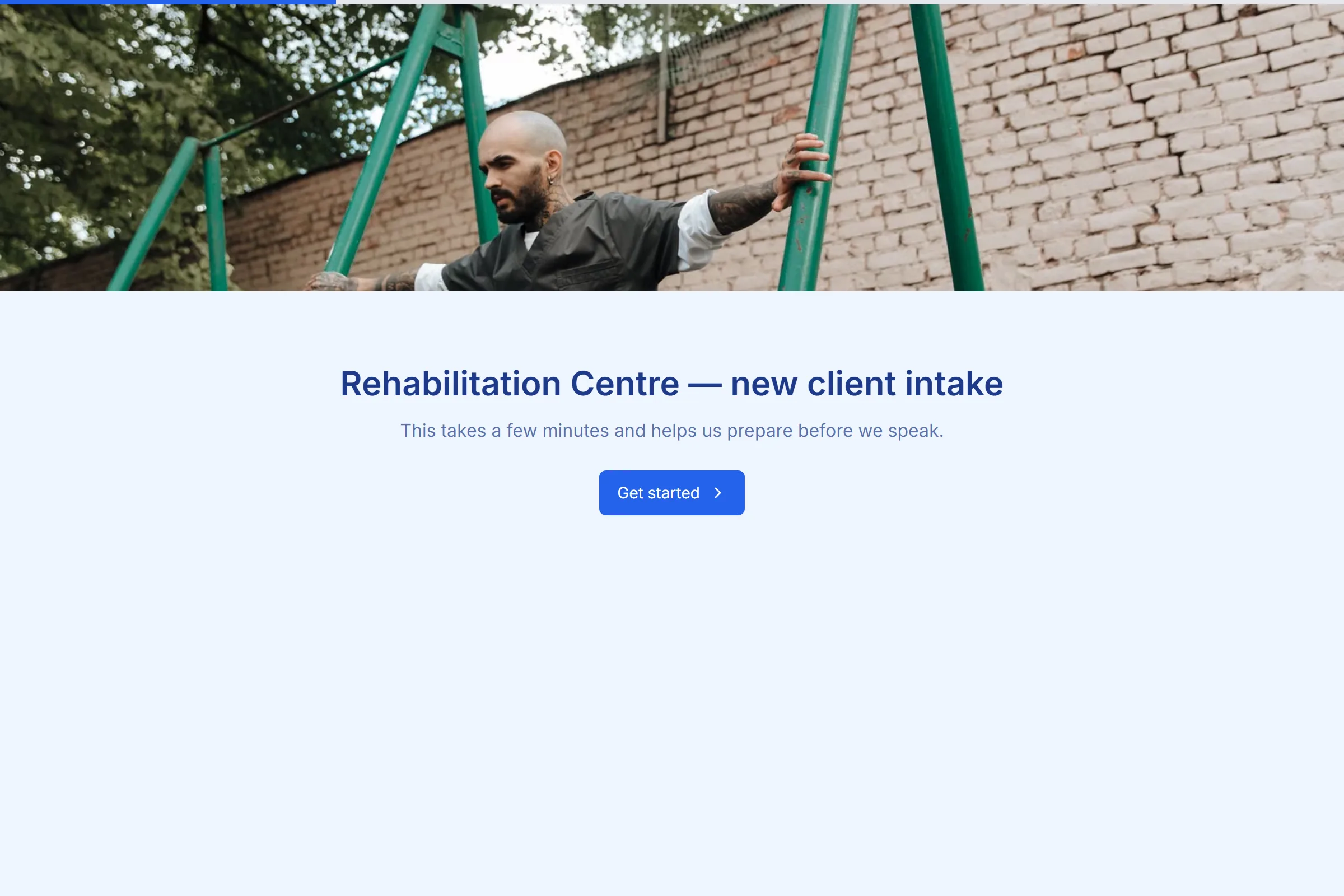 Rehabilitation Centre New Client Intake template preview