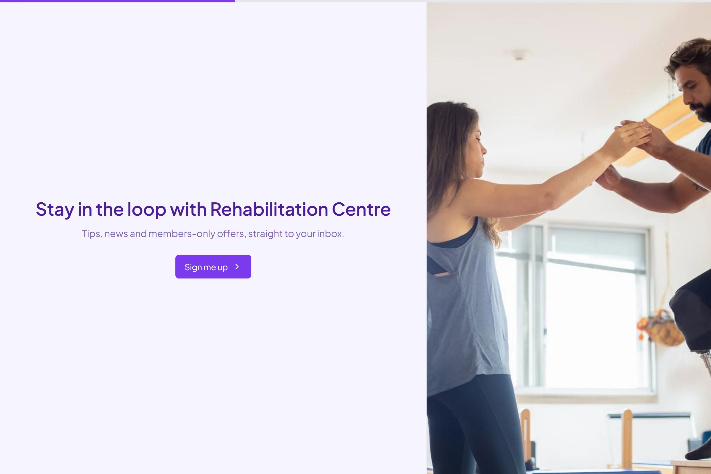 Rehabilitation Centre Newsletter & Updates Signup template preview