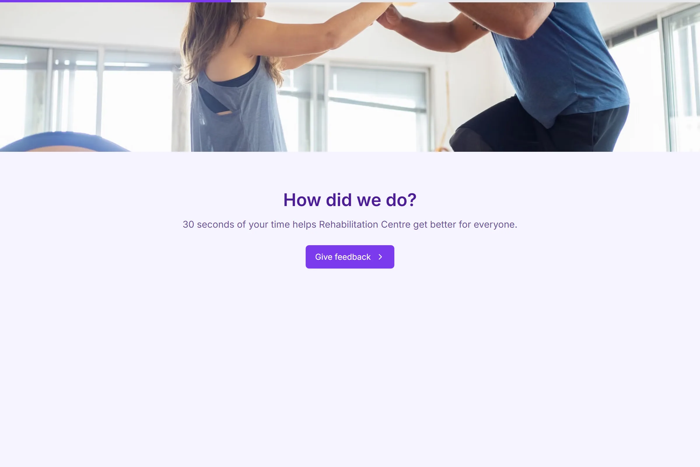 Rehabilitation Centre Quick Feedback template preview