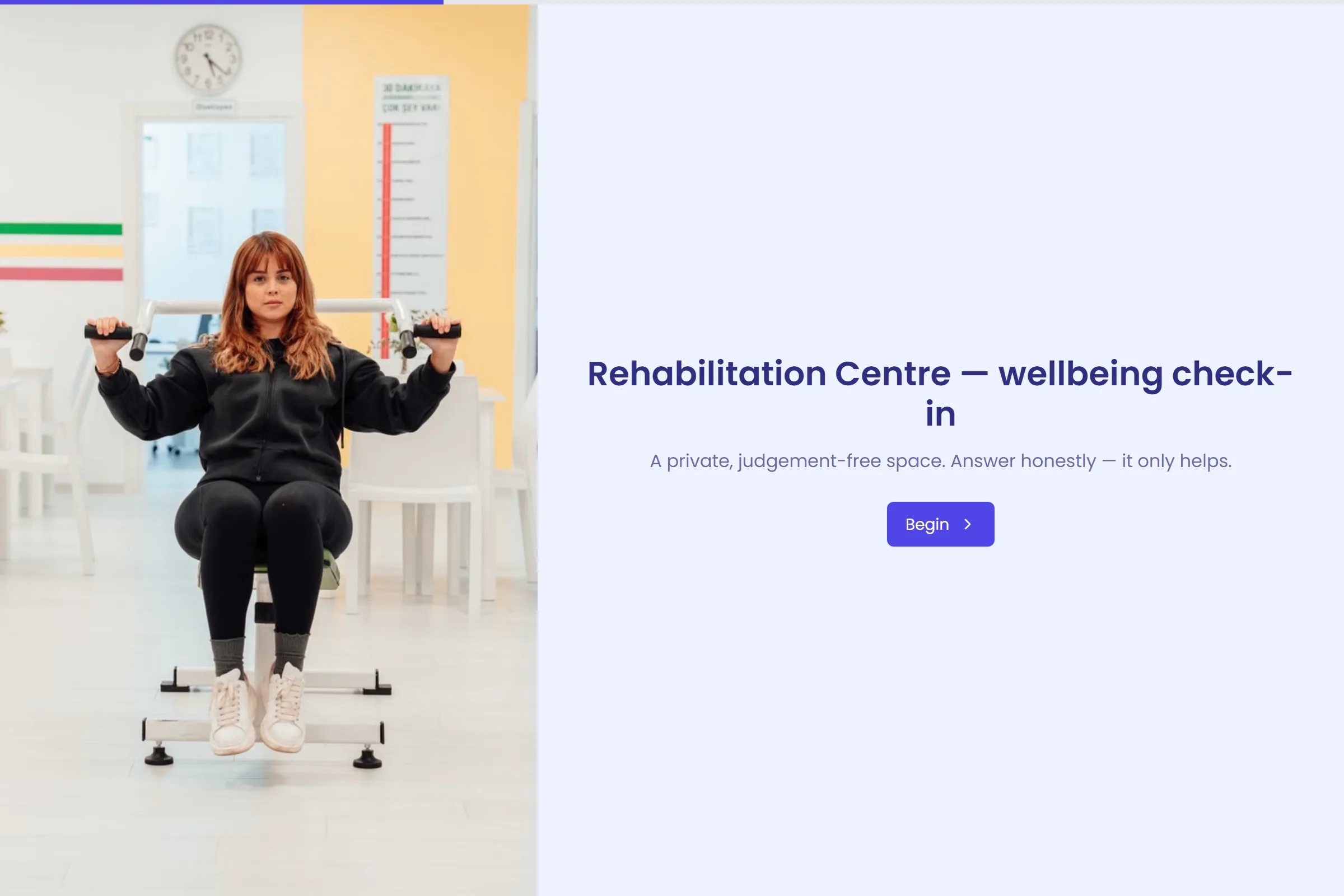 Rehabilitation Centre Wellbeing Check-in template preview