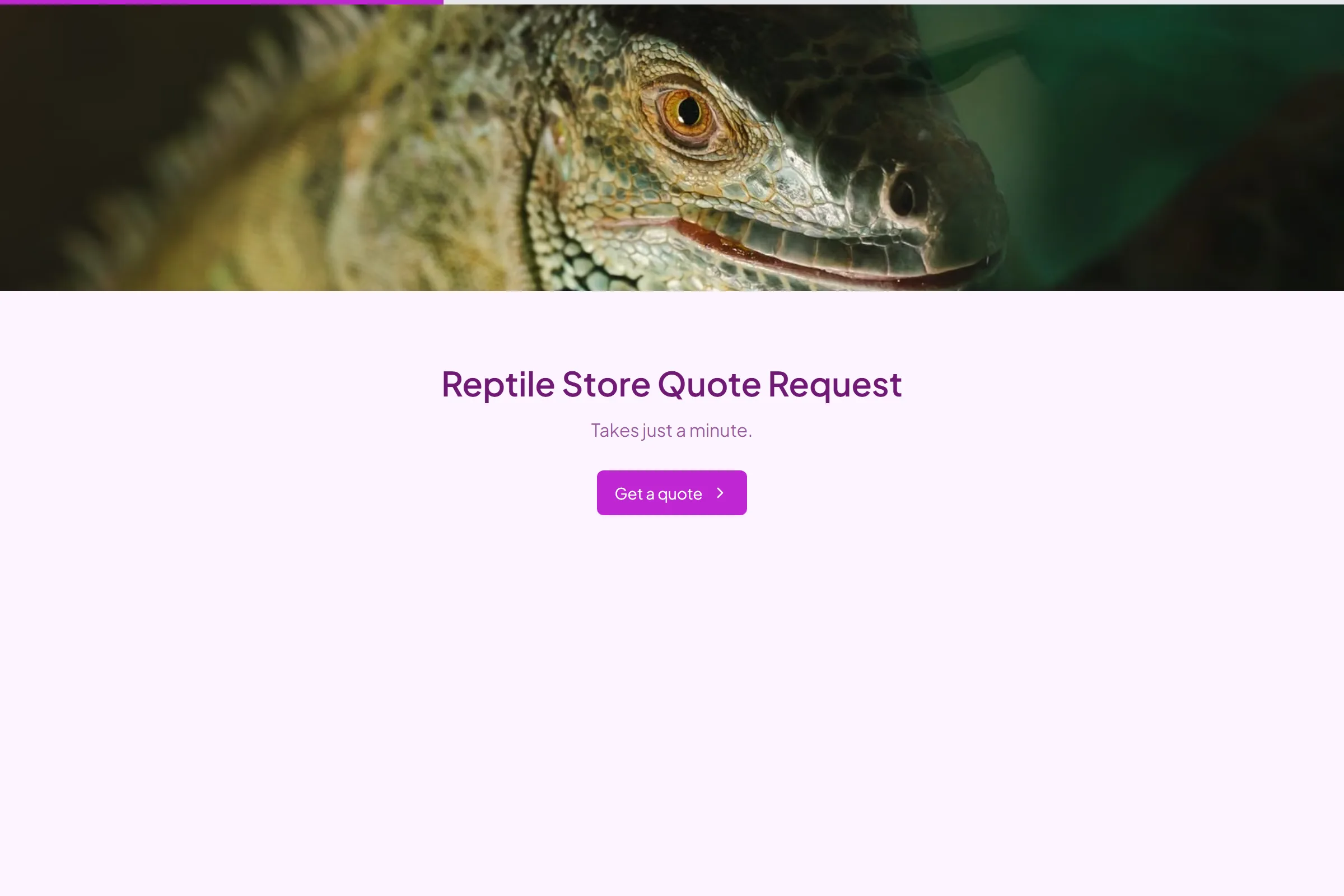Reptile Store Quote Request template preview