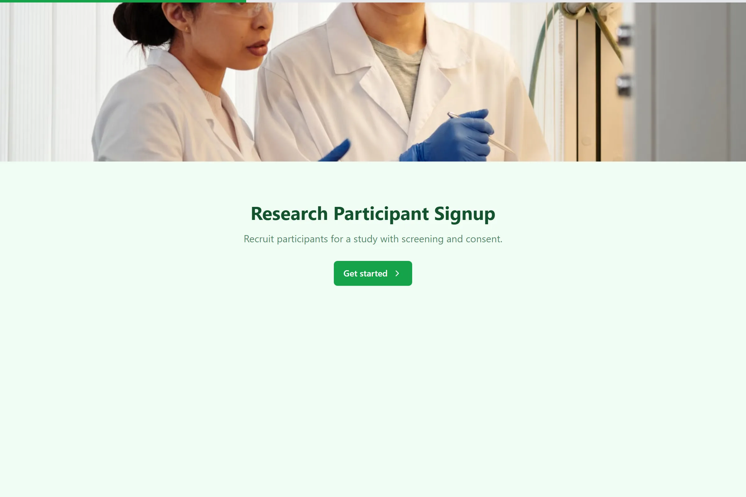 Research Participant Signup template preview