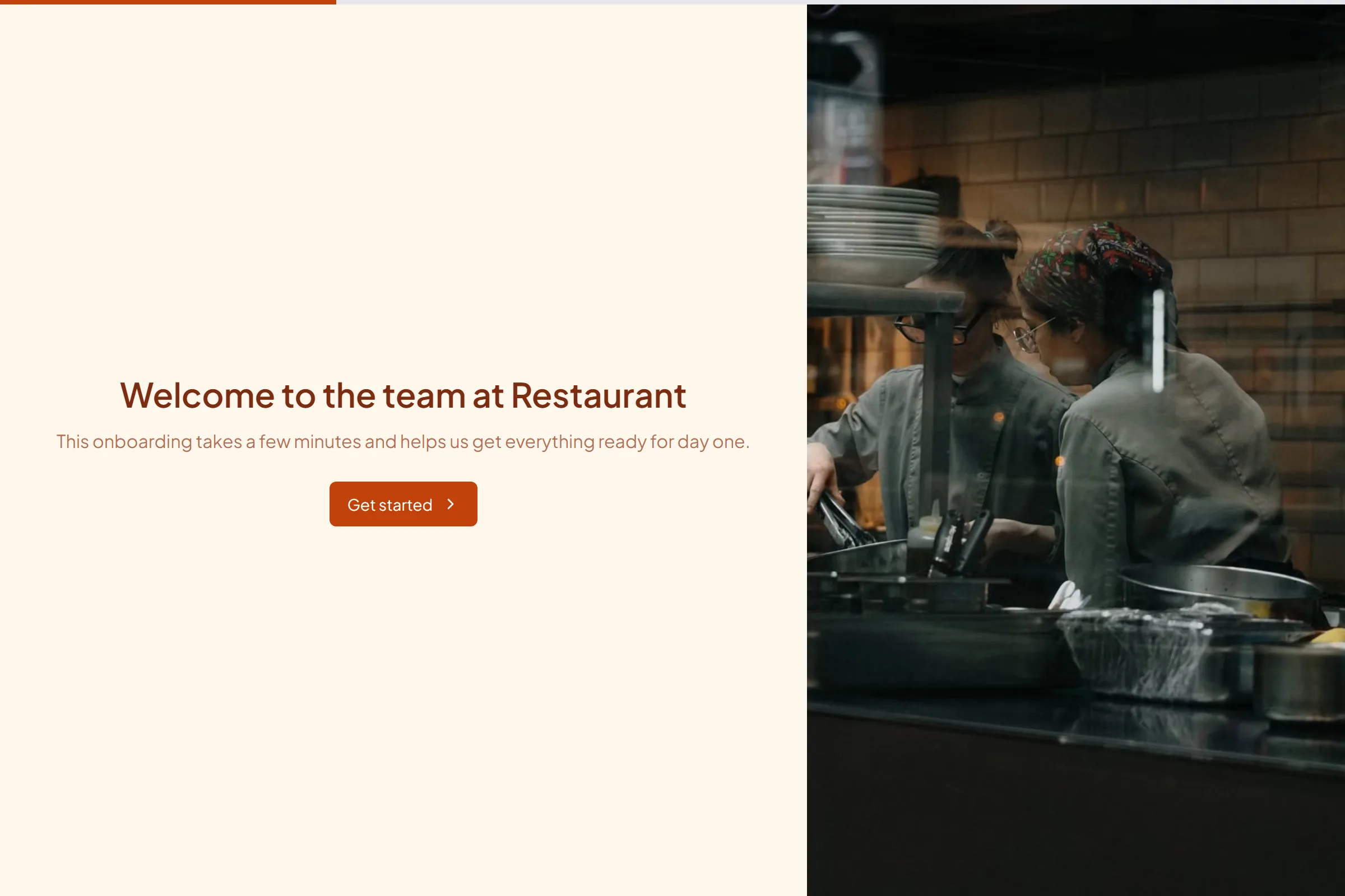 Restaurant New Starter Onboarding template preview
