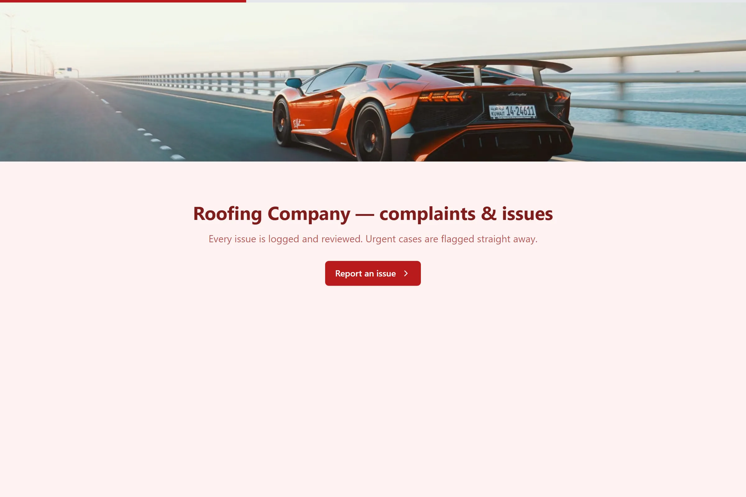 Roofing Company Complaint / Issue Form template preview