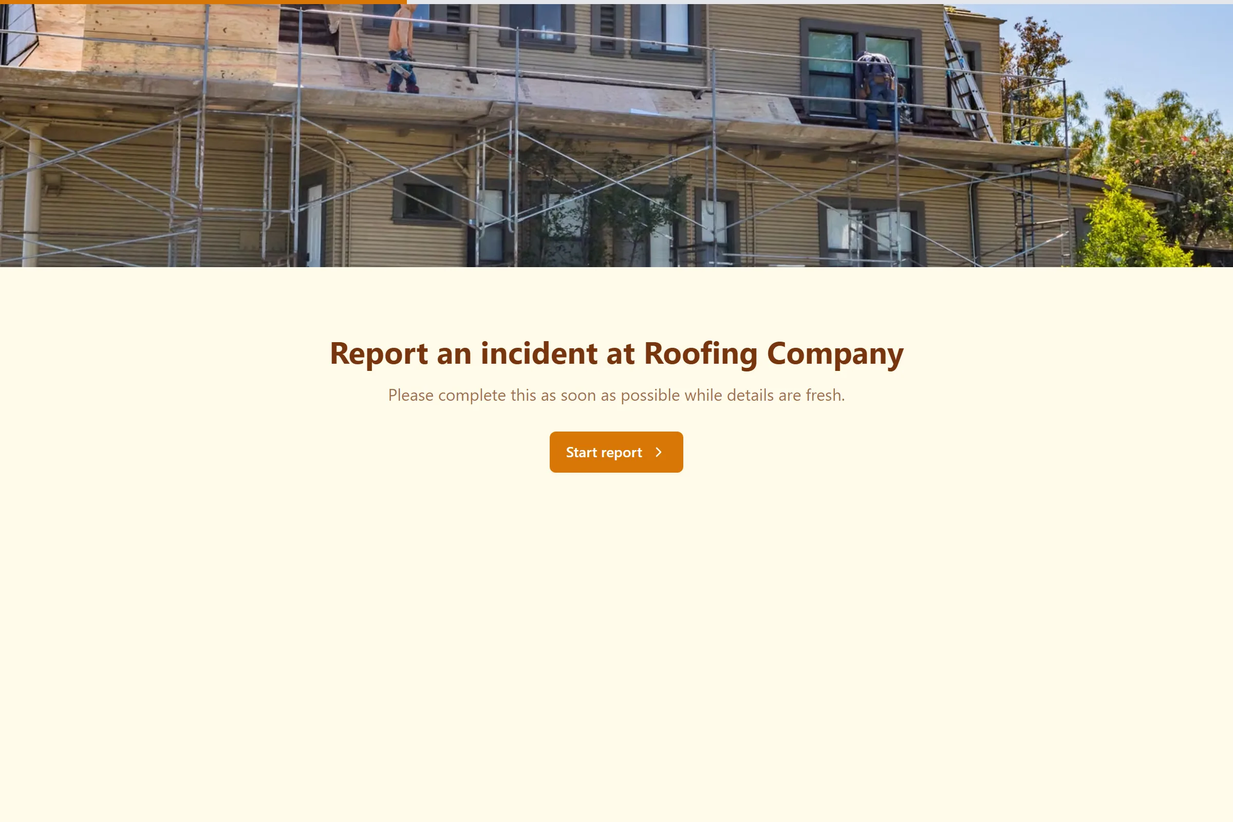 Roofing Company Incident Report template preview