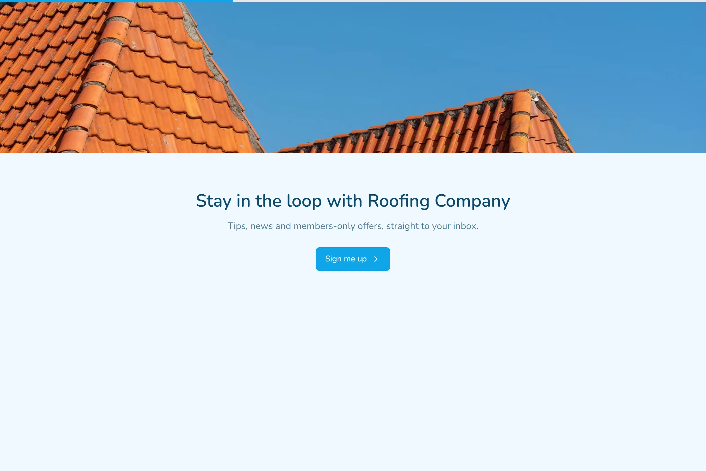 Roofing Company Newsletter & Updates Signup template preview
