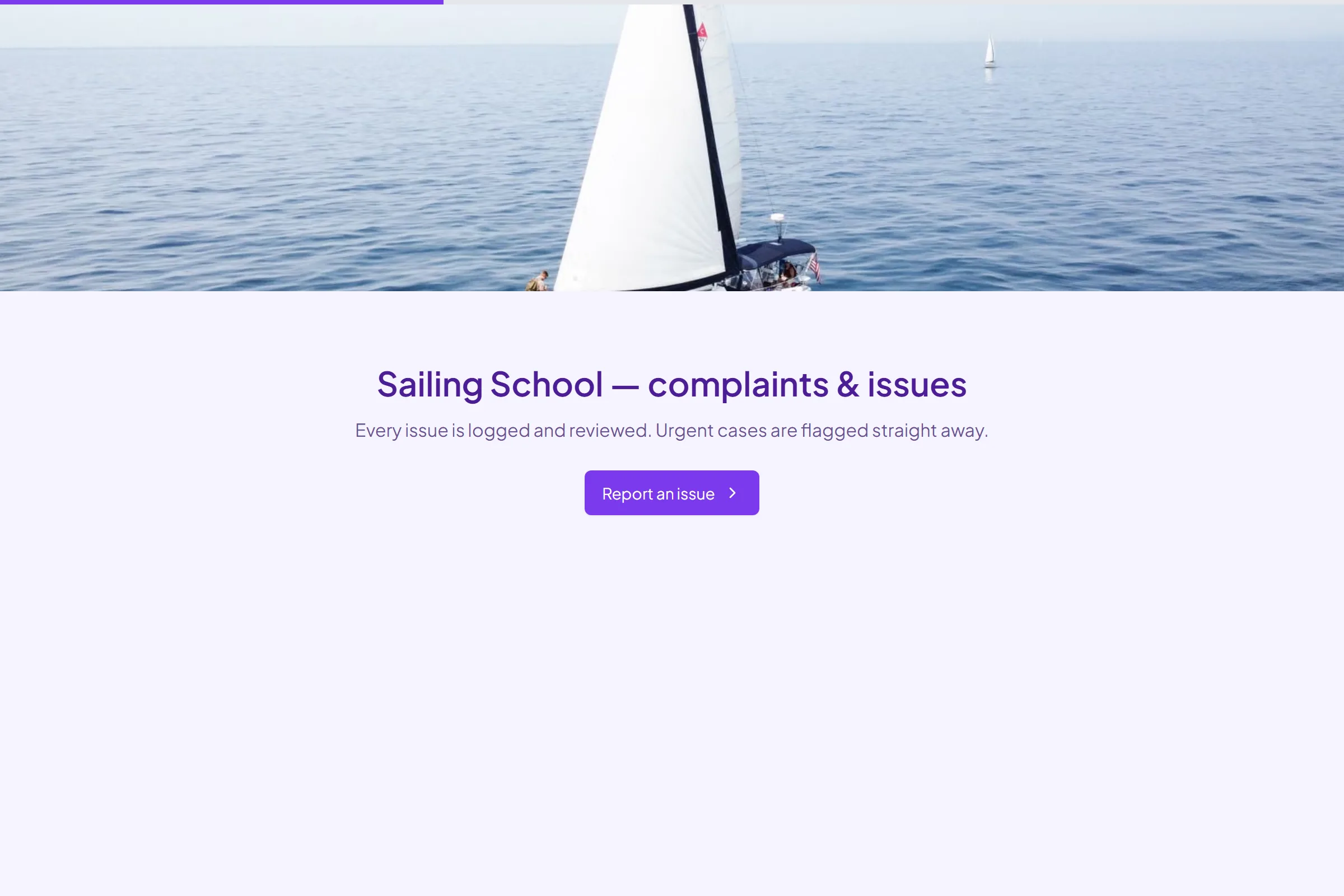 Sailing School Complaint / Issue Form template preview