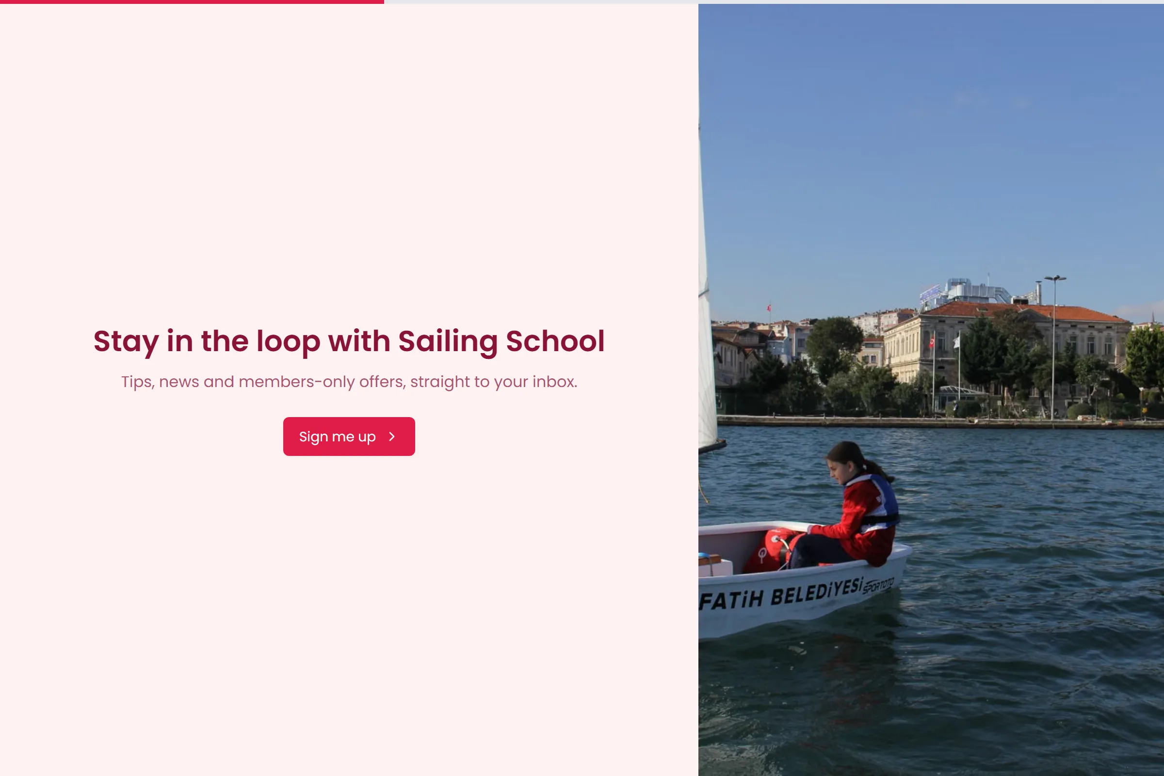 Sailing School Newsletter & Updates Signup template preview
