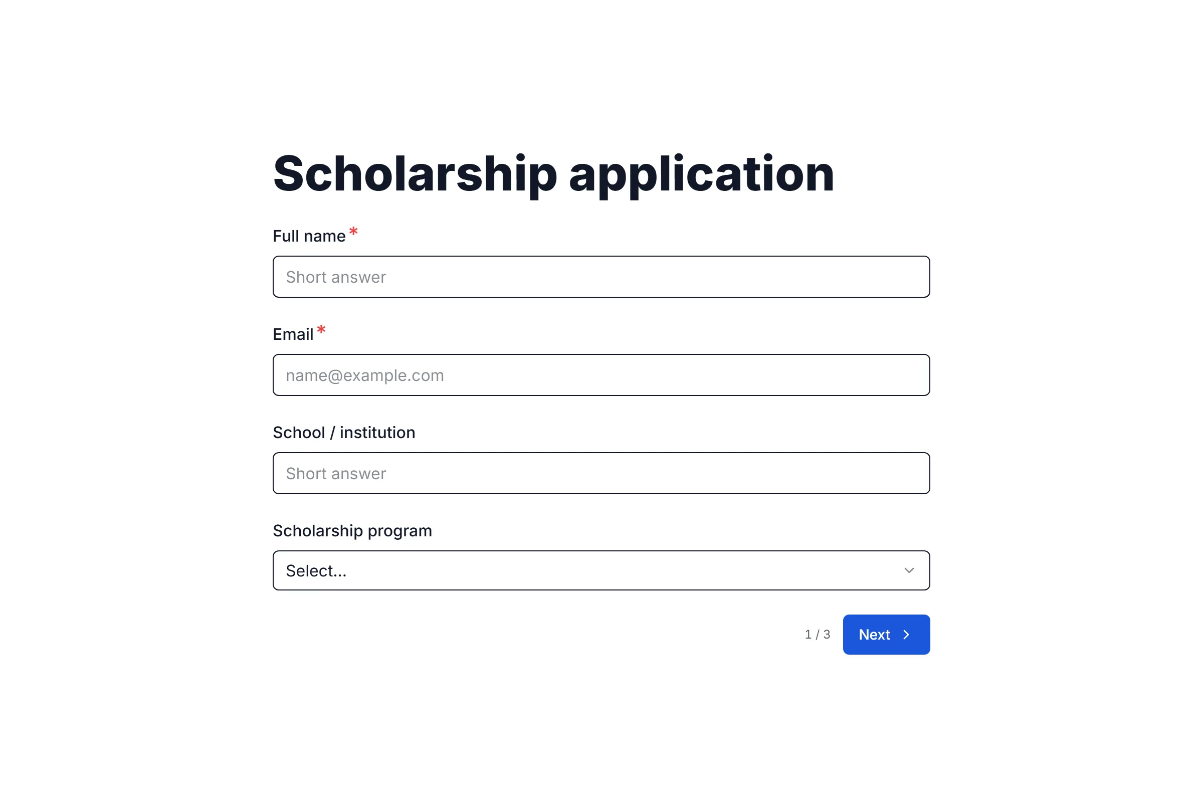 Scholarship Application template preview