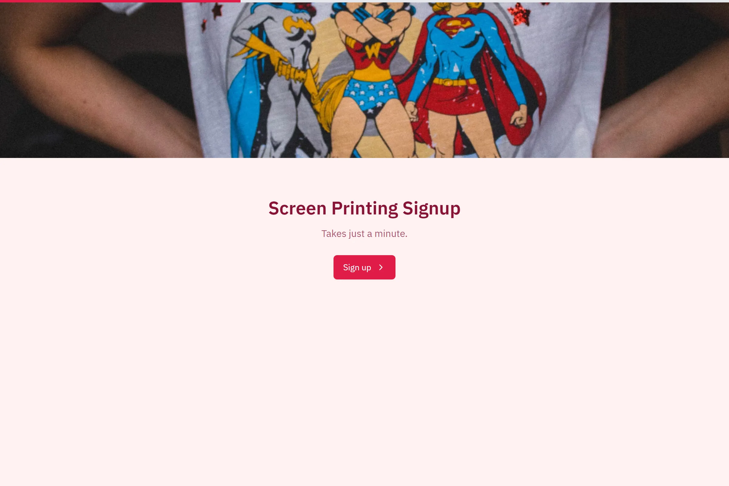 Screen Printing Signup template preview