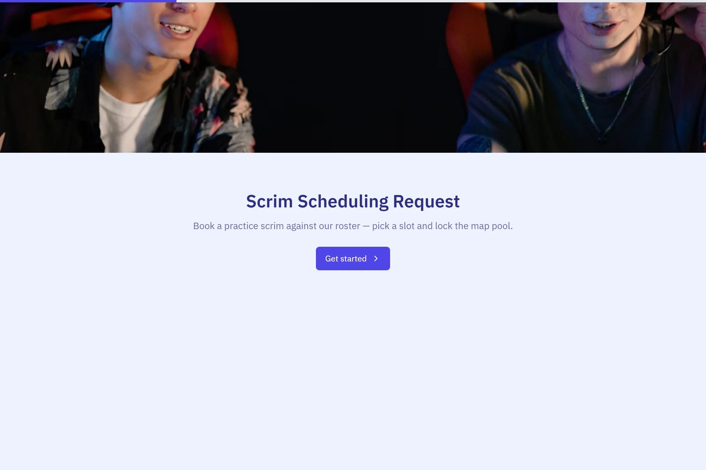 Scrim Scheduling Request template preview