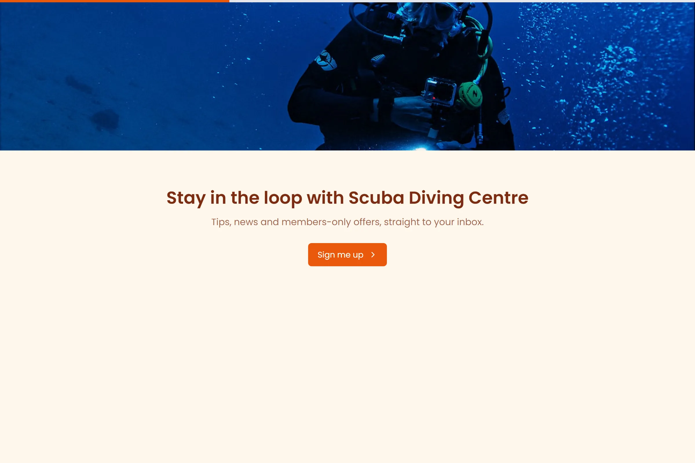 Scuba Diving Centre Newsletter & Updates Signup template preview