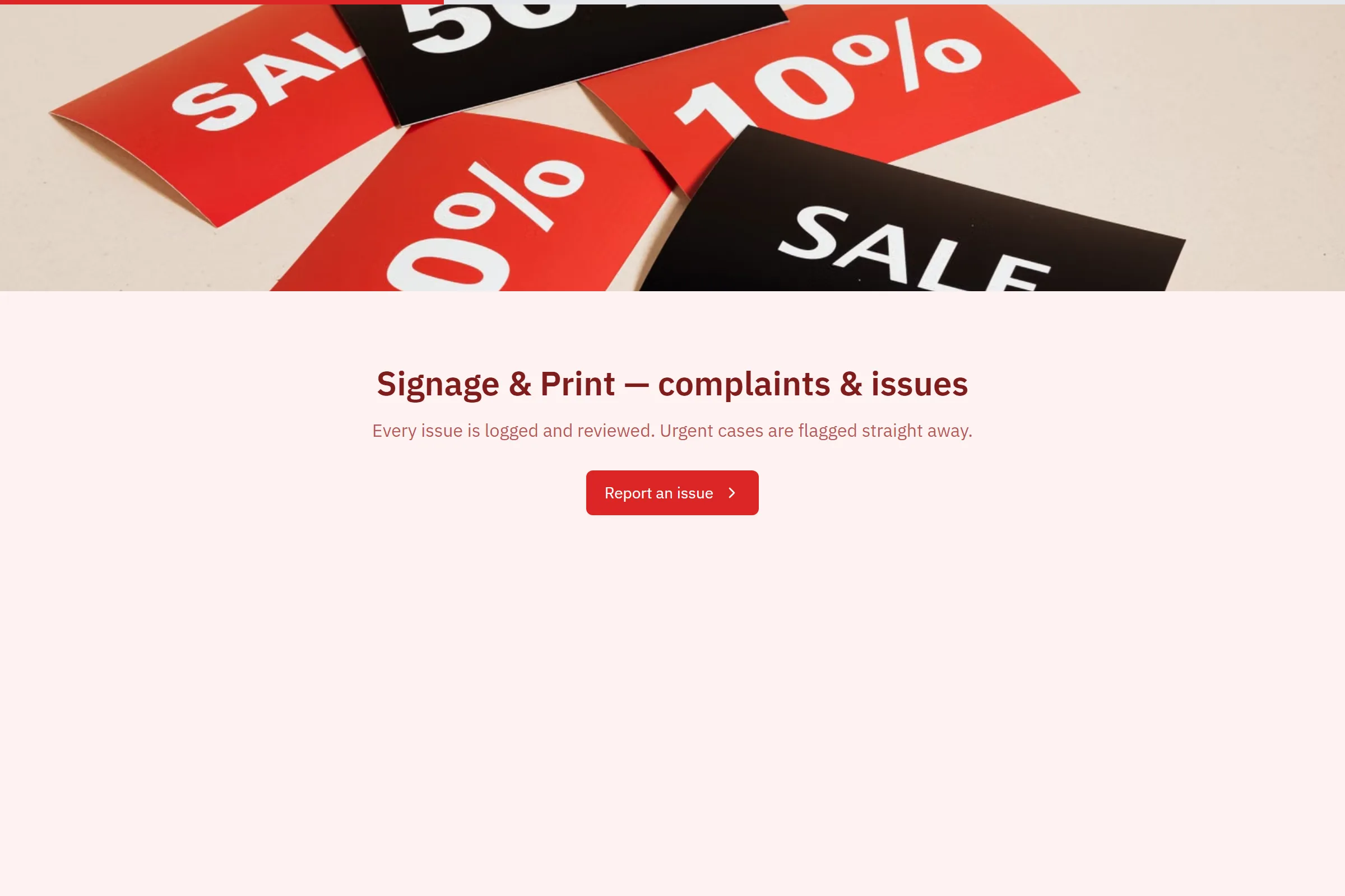 Signage & Print Complaint / Issue Form template preview