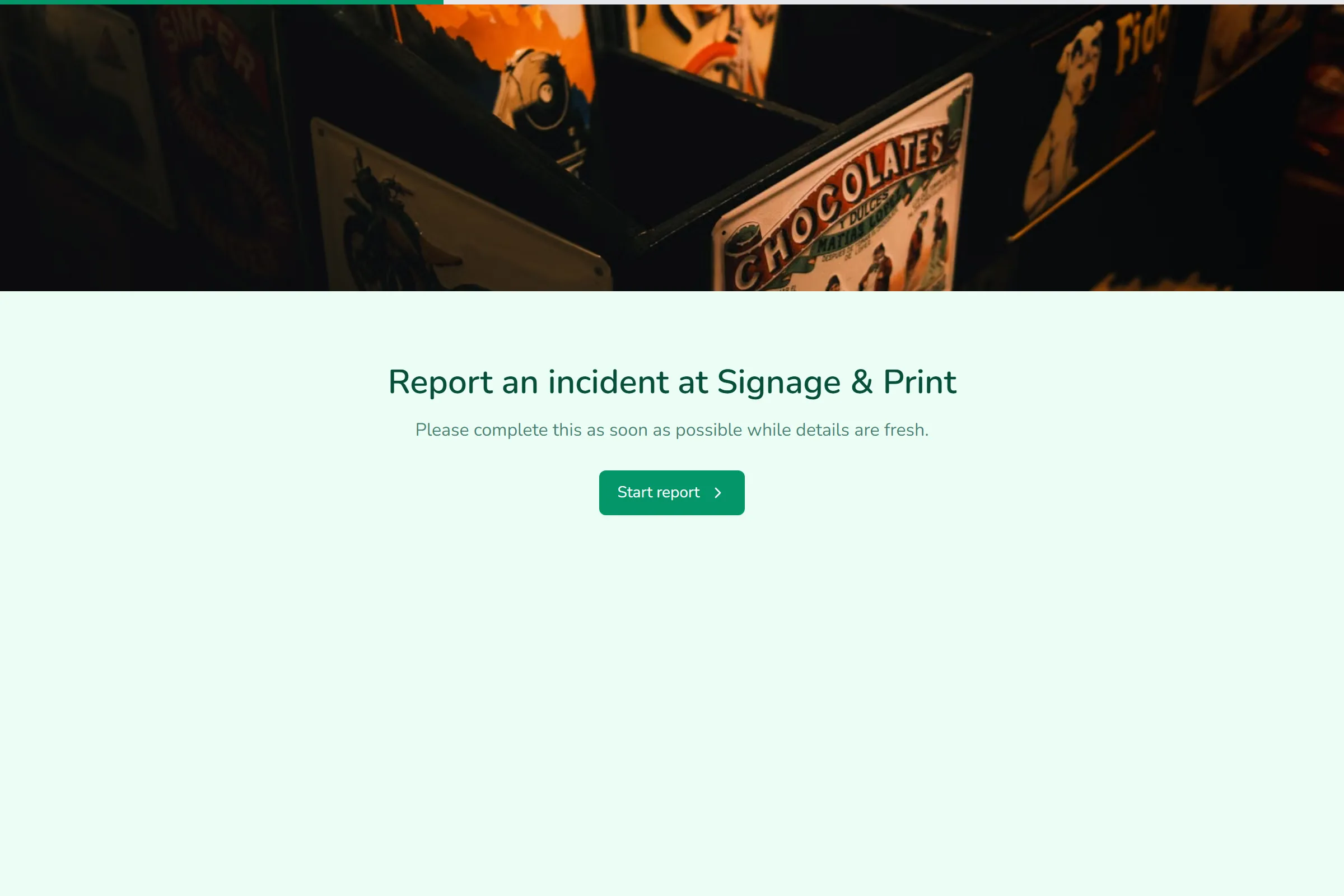 Signage & Print Incident Report template preview