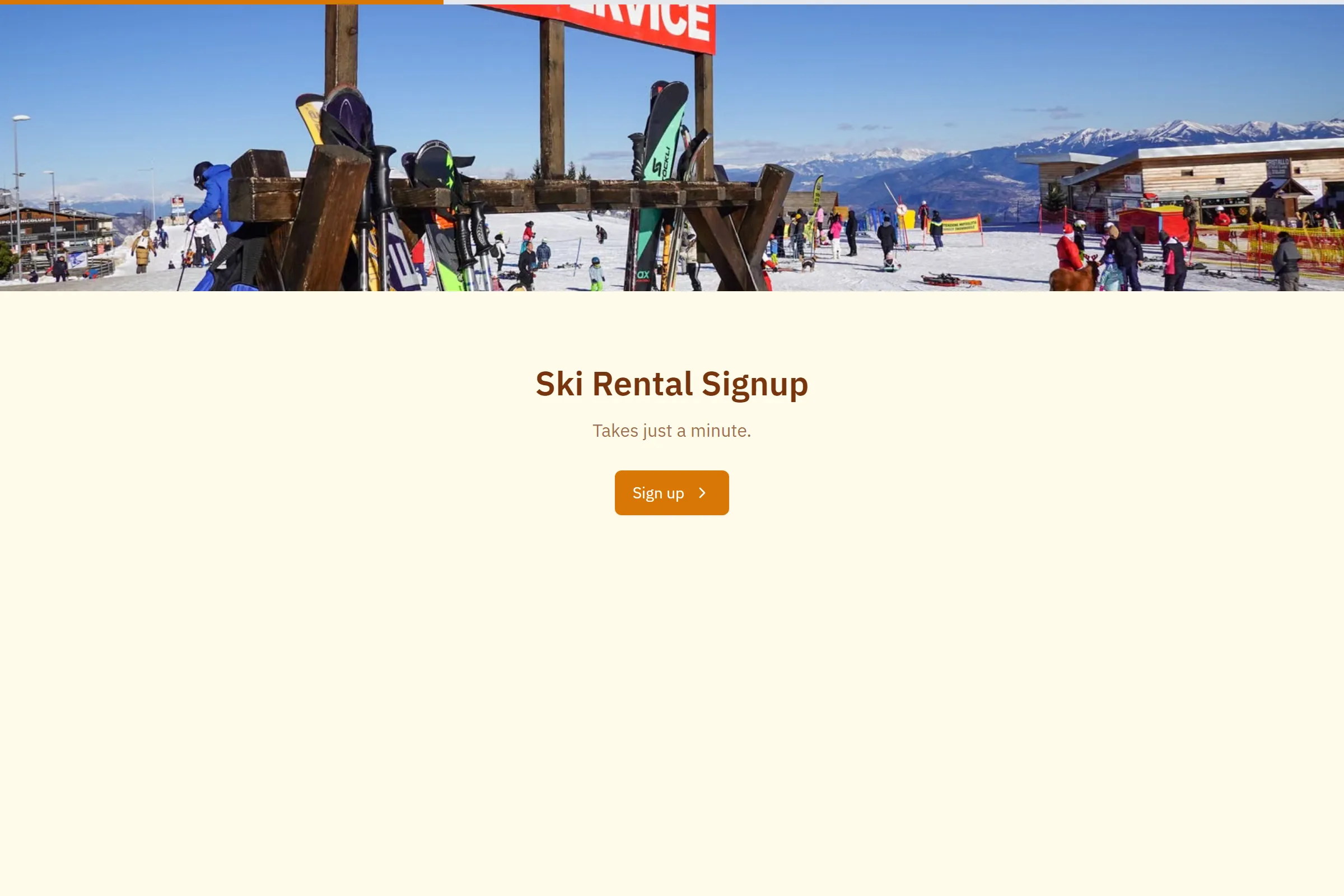 Ski Rental Signup template preview