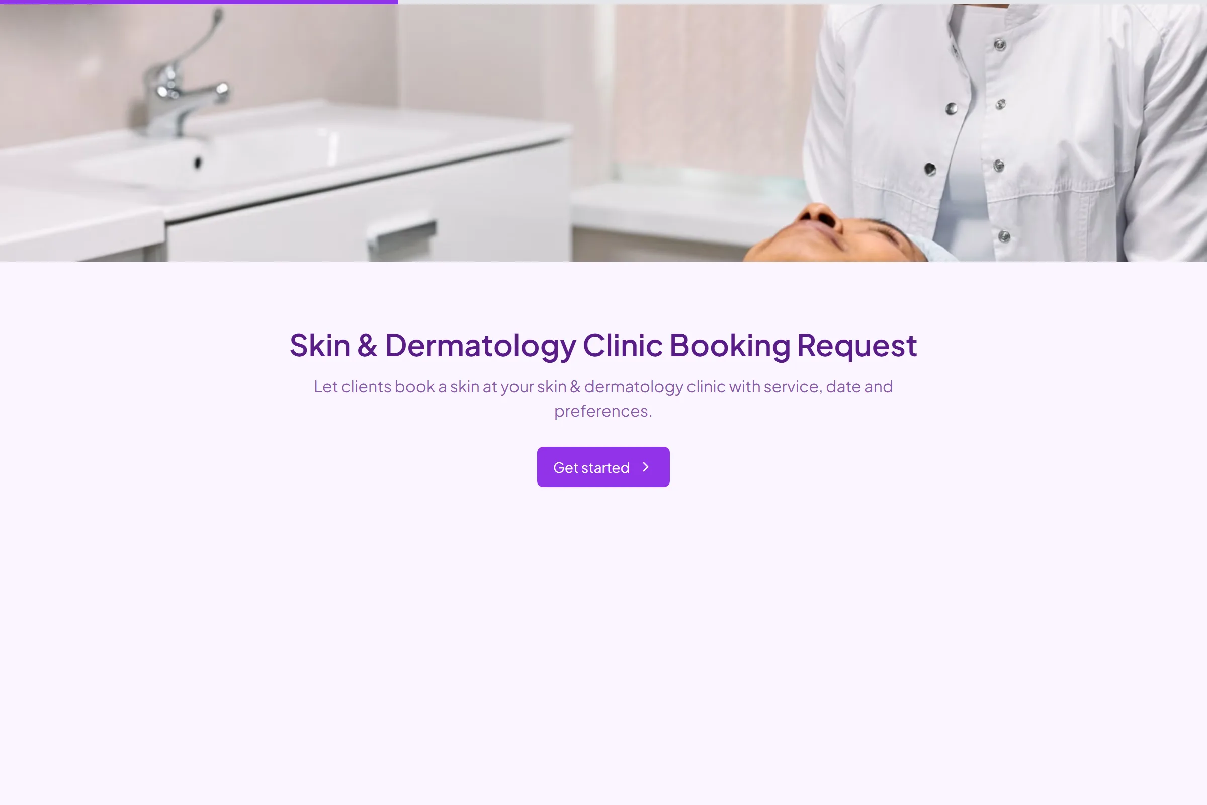 Skin & Dermatology Clinic Booking Request template preview