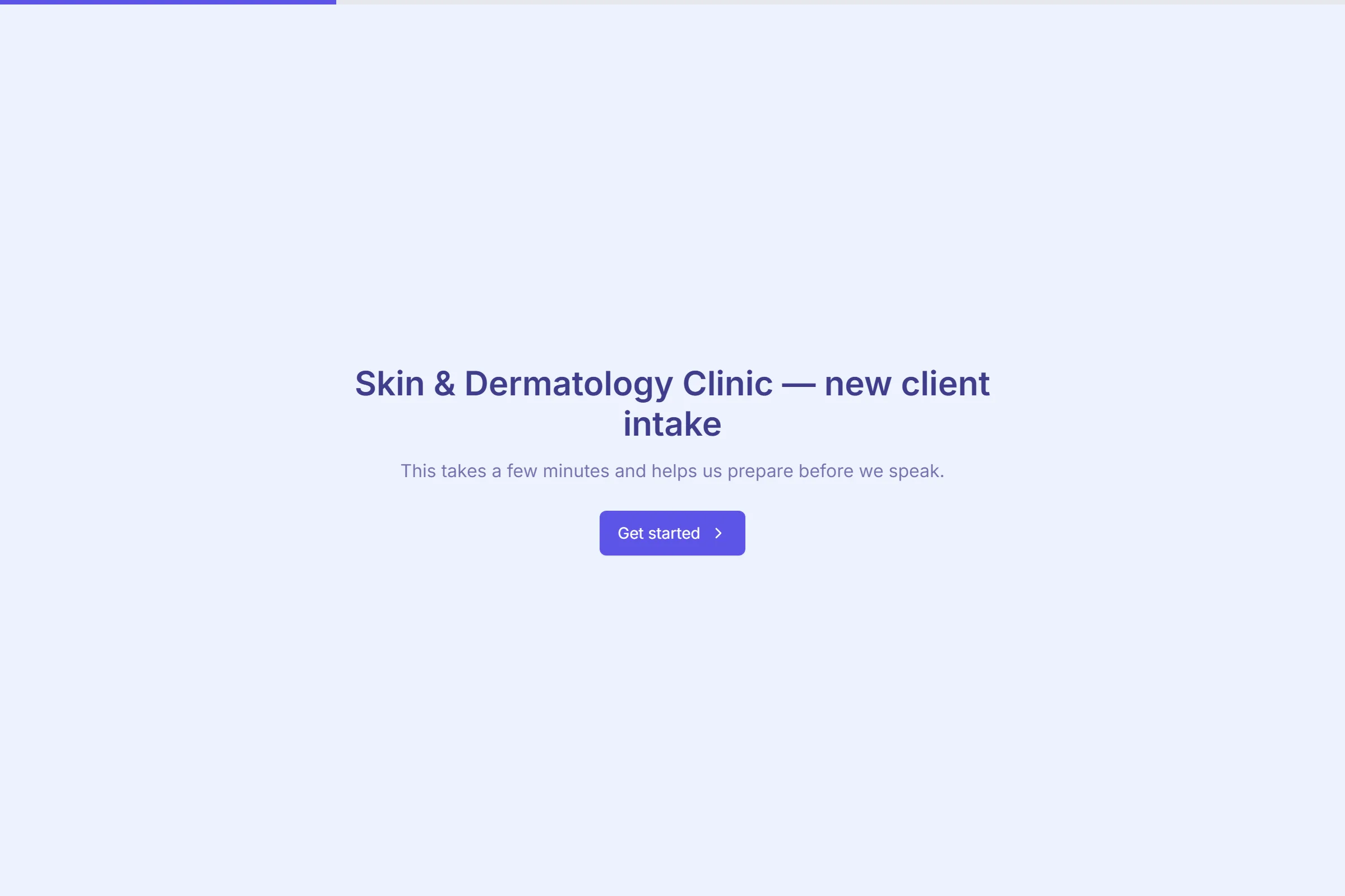 Skin & Dermatology Clinic New Client Intake template preview