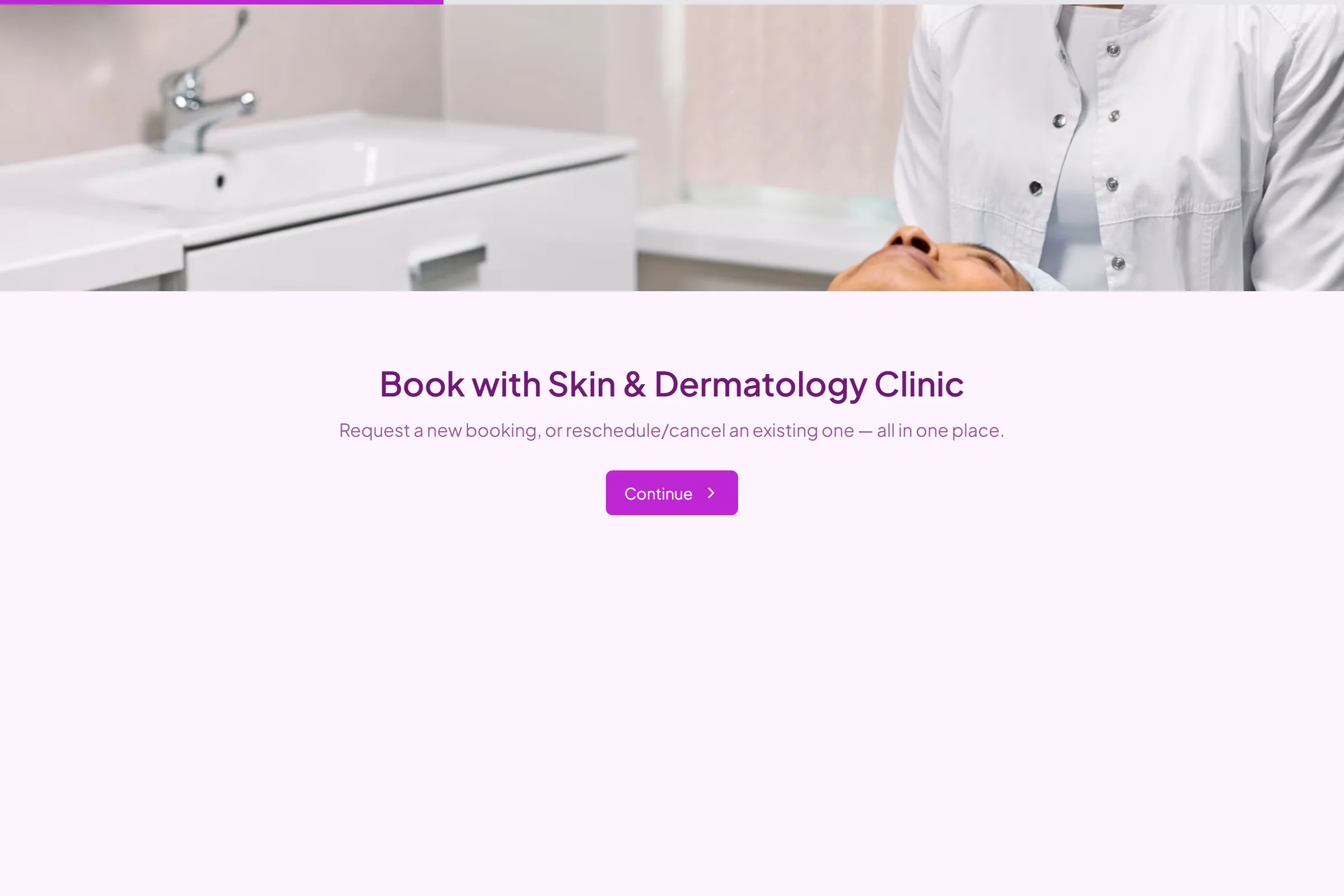 Skin & Dermatology Clinic Reschedule / Cancel Request template preview