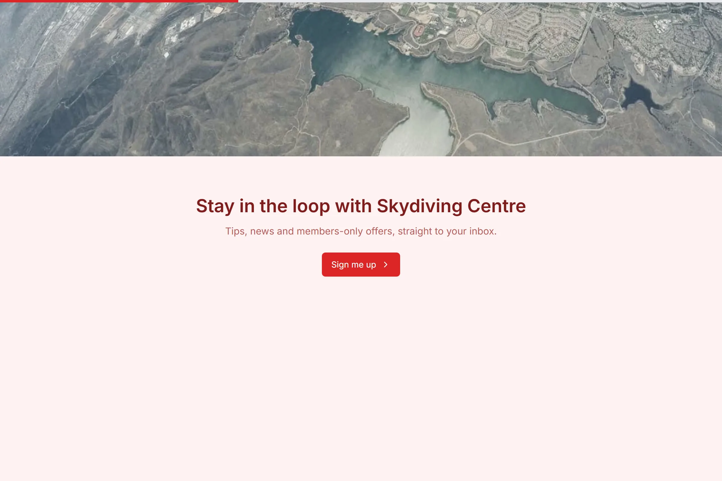Skydiving Centre Newsletter & Updates Signup template preview