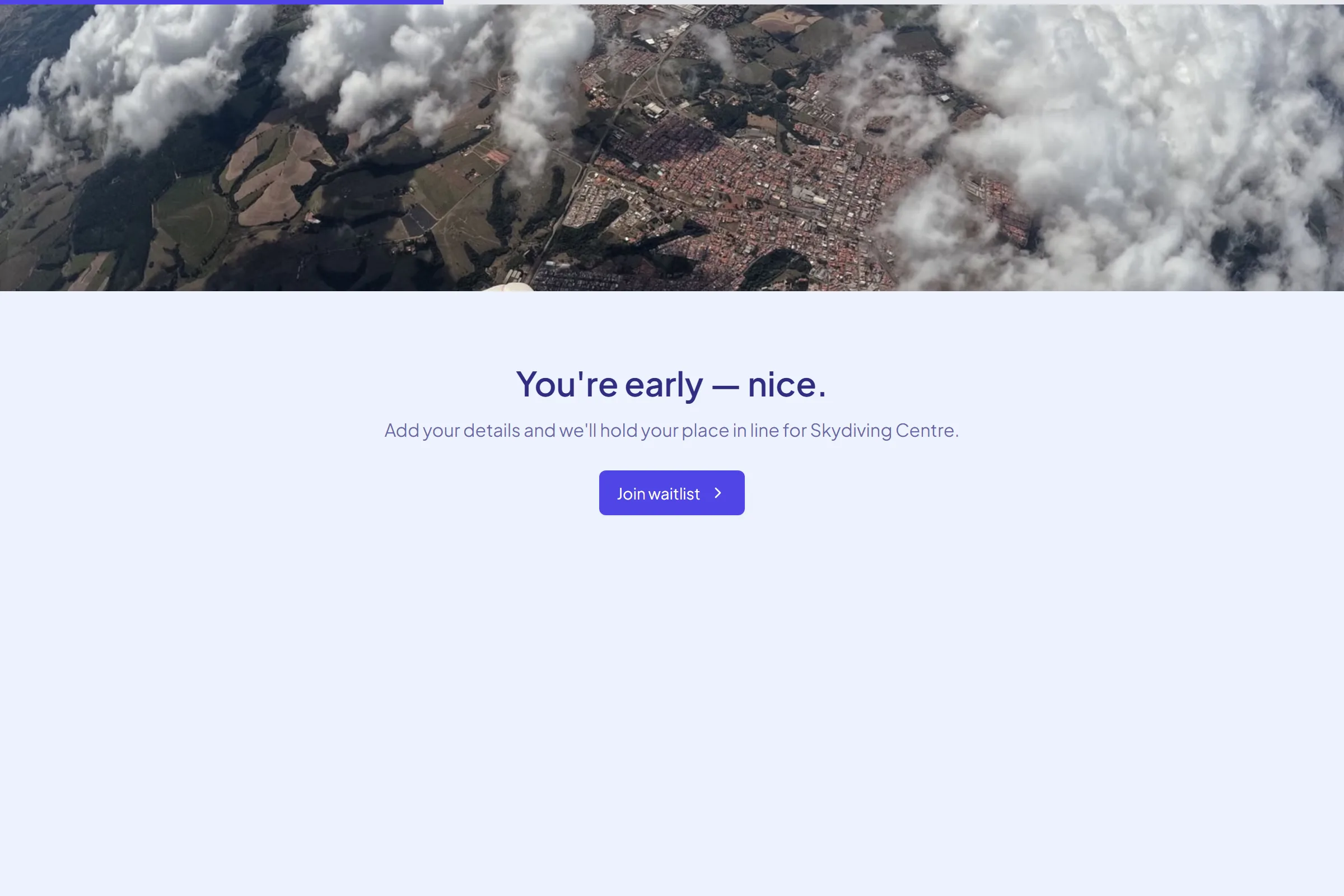 Skydiving Centre Waitlist template preview