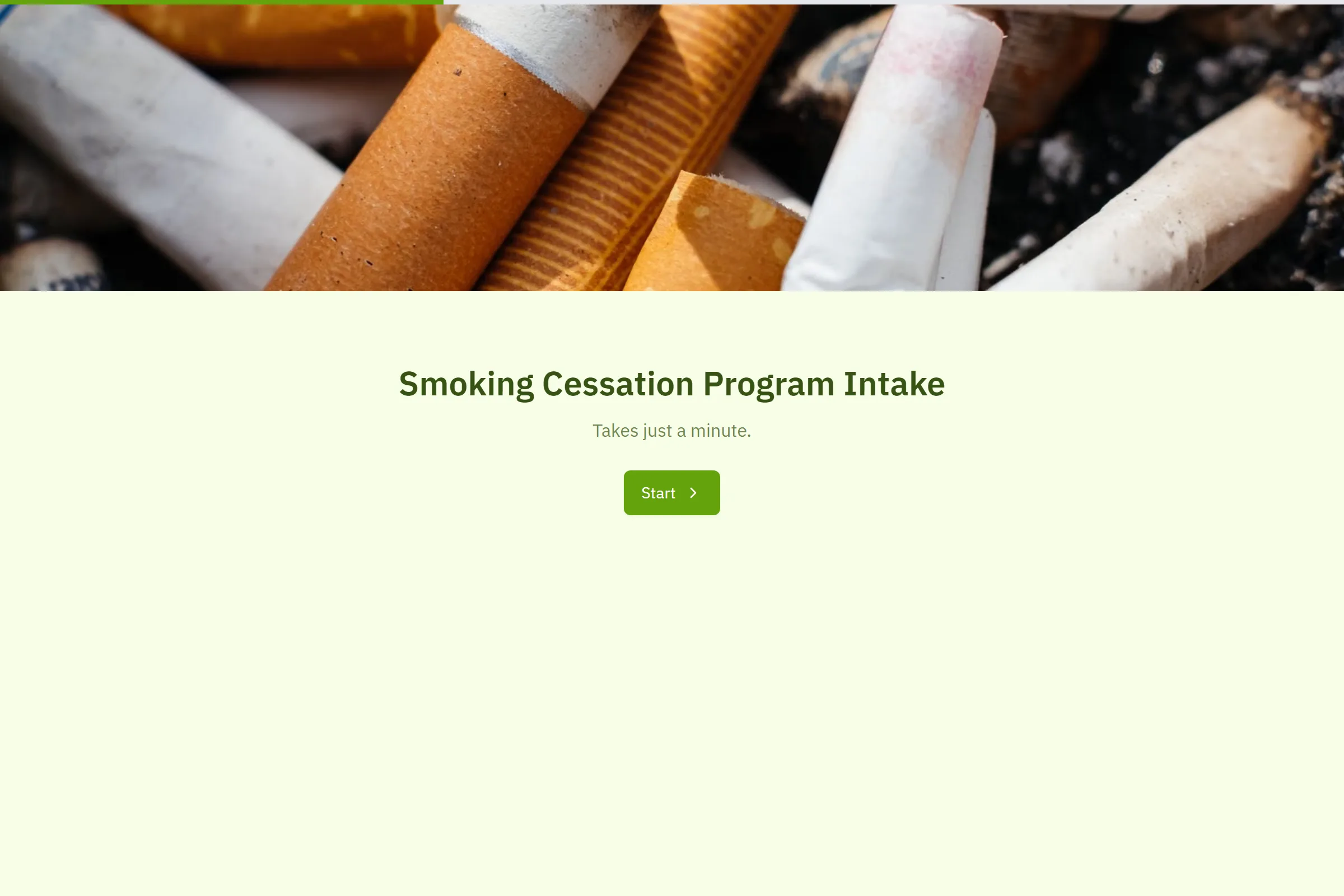 Smoking Cessation Program Intake template preview