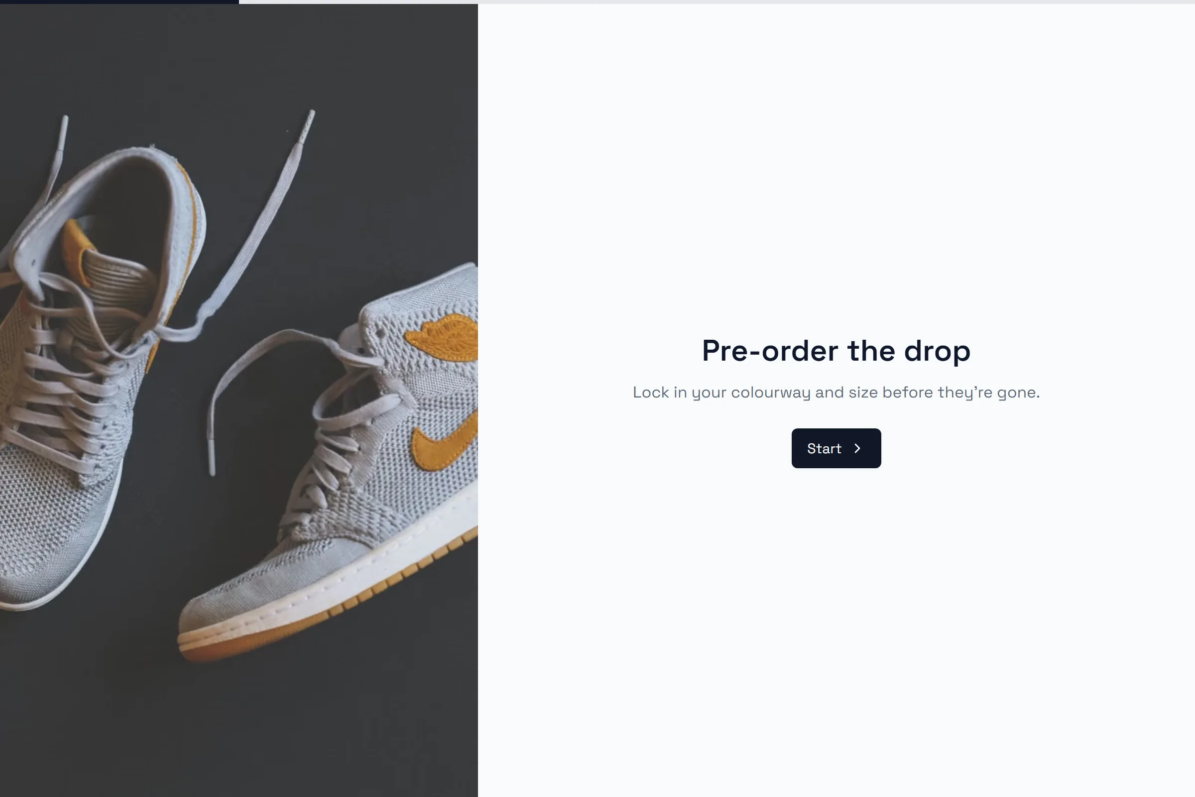 Sneaker Pre-order template preview