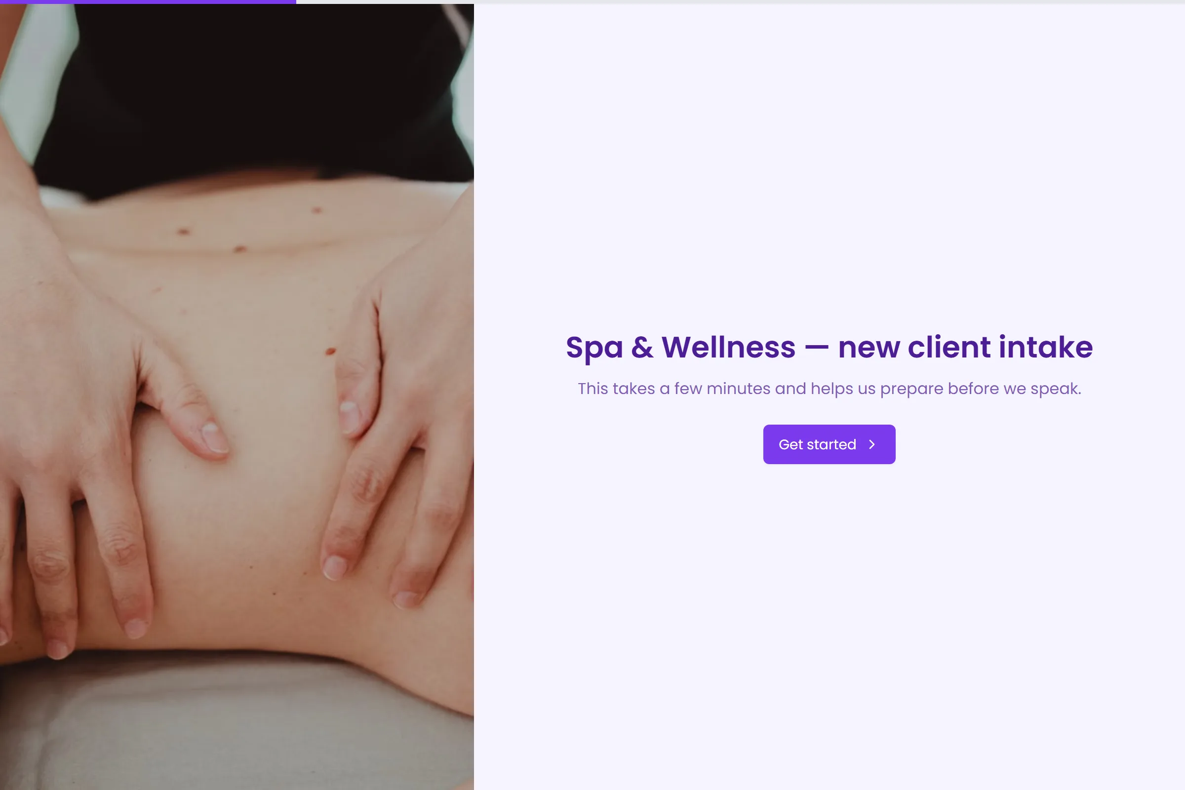 Spa & Wellness New Client Intake template preview