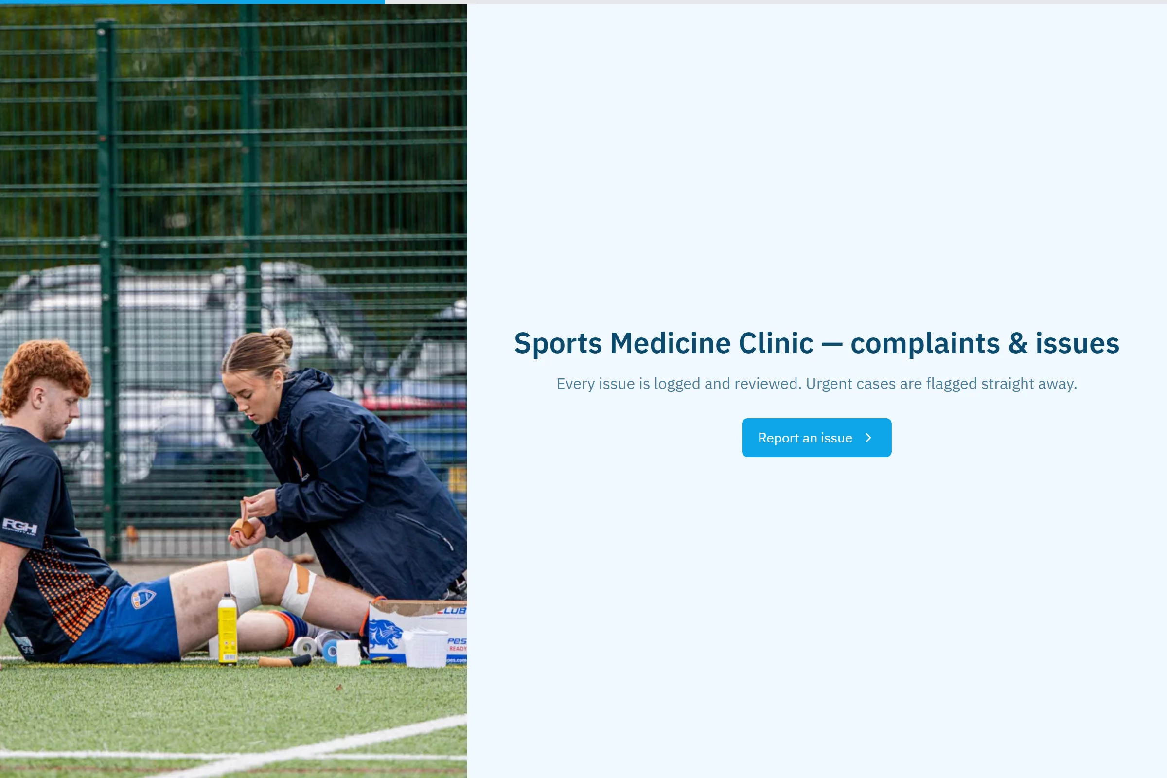 Sports Medicine Clinic Complaint / Issue Form template preview