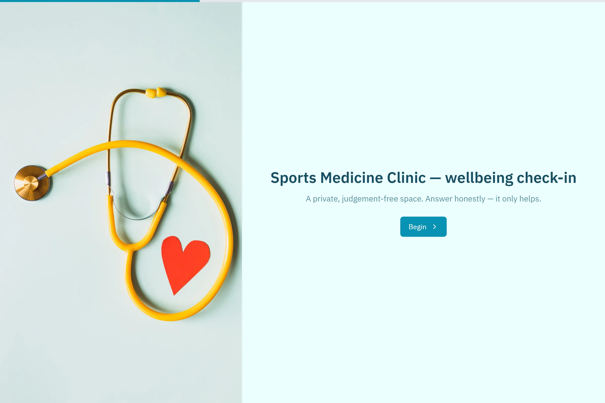 Sports Medicine Clinic Wellbeing Check-in template preview