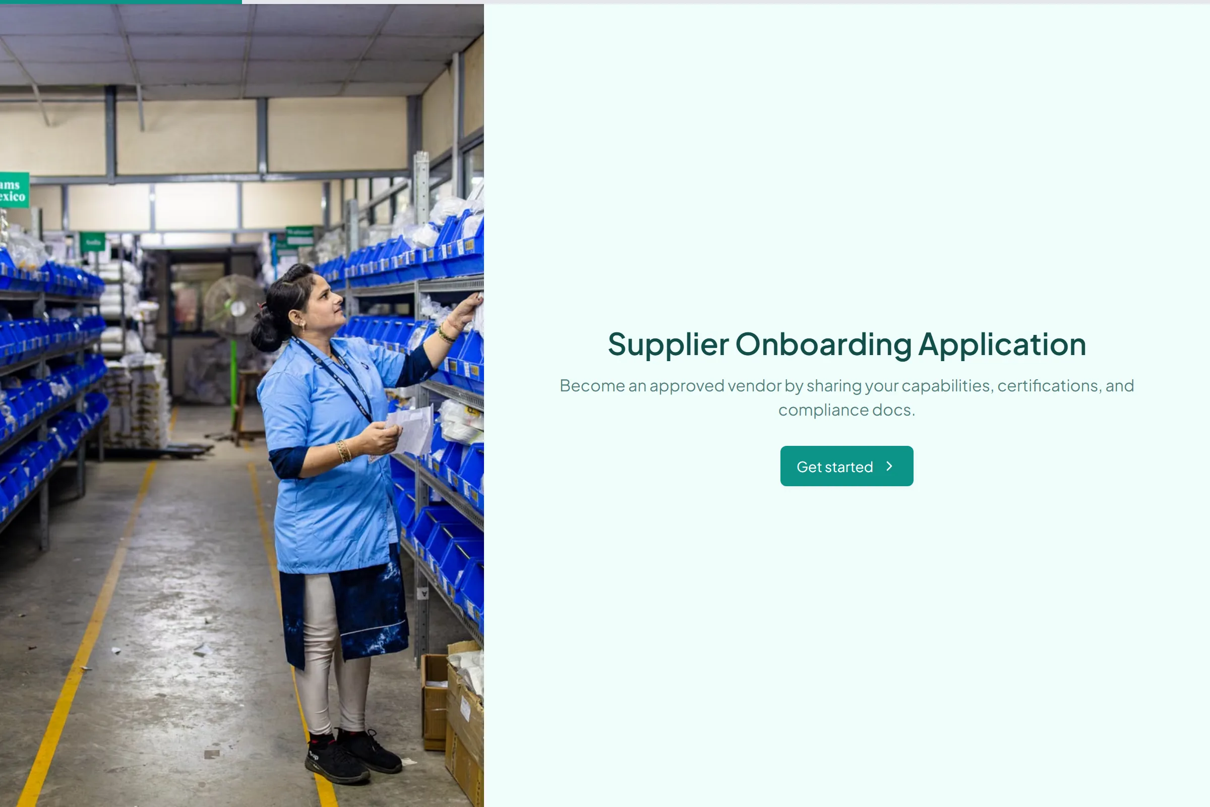 Supplier Onboarding Application template preview