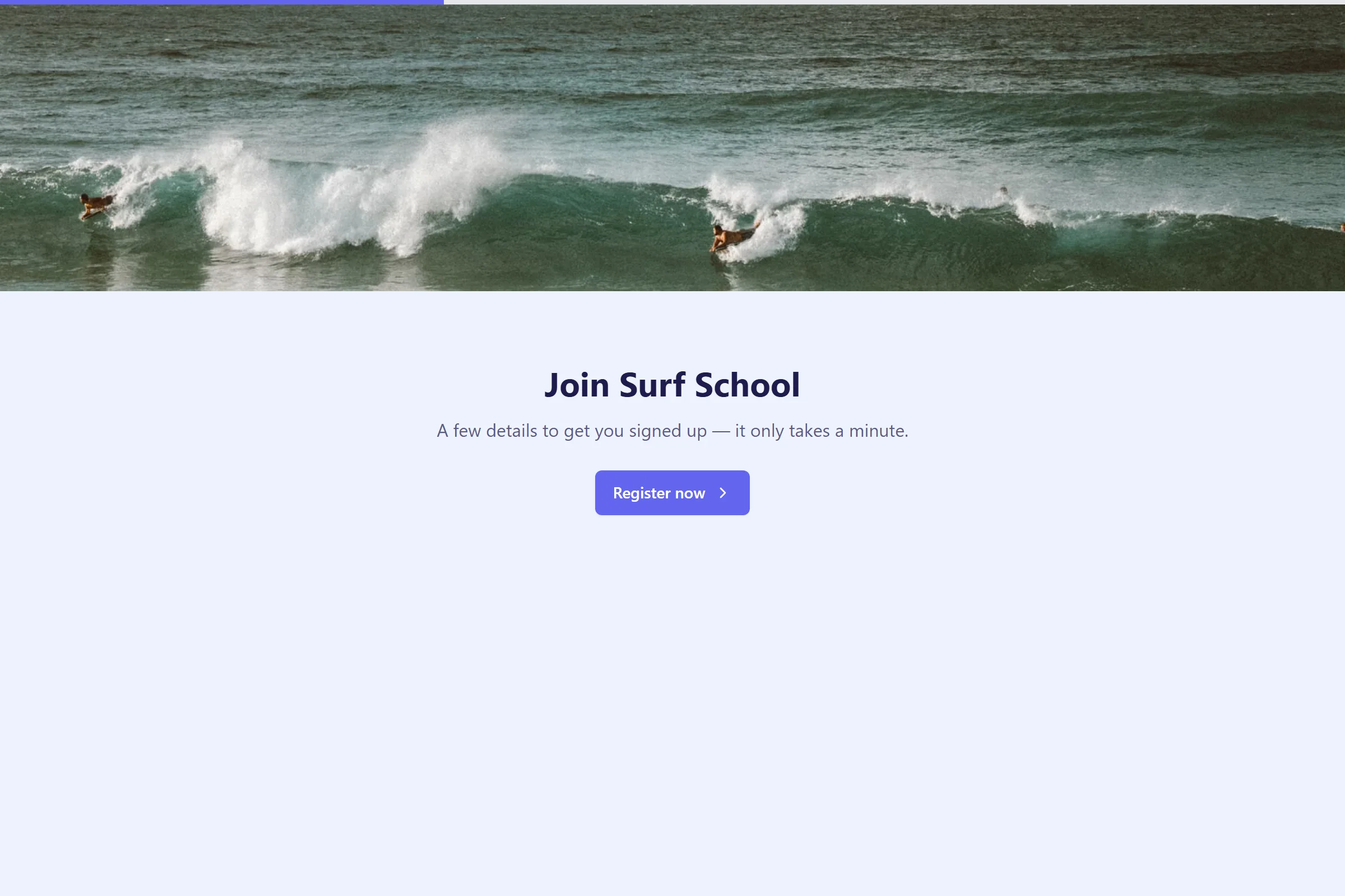 Surf School Class Registration template preview