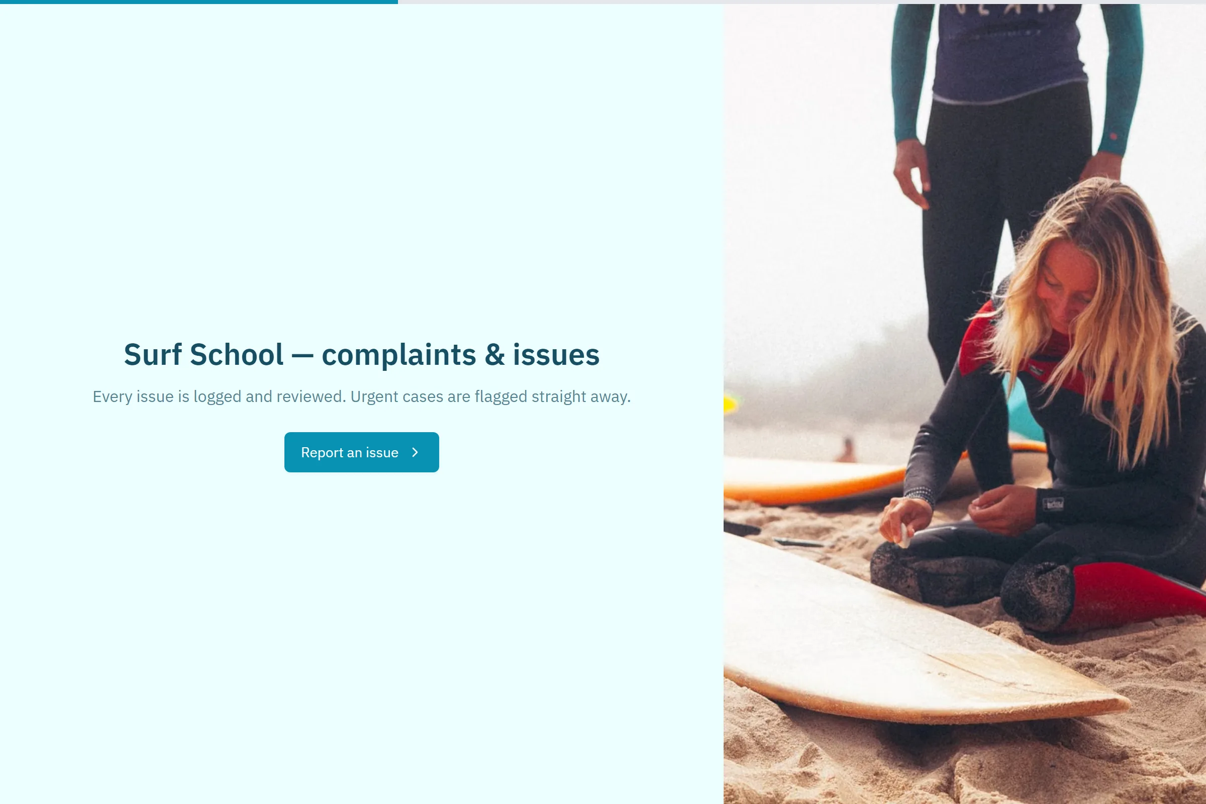 Surf School Complaint / Issue Form template preview