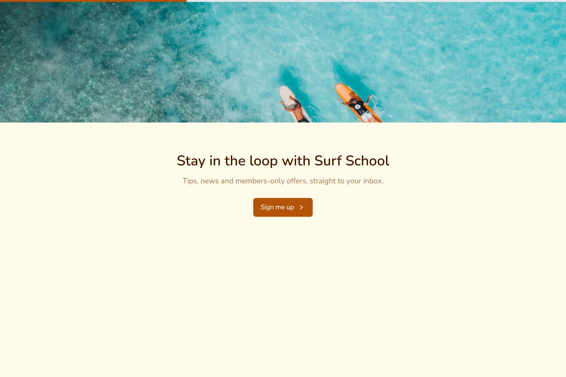 Surf School Newsletter & Updates Signup template preview