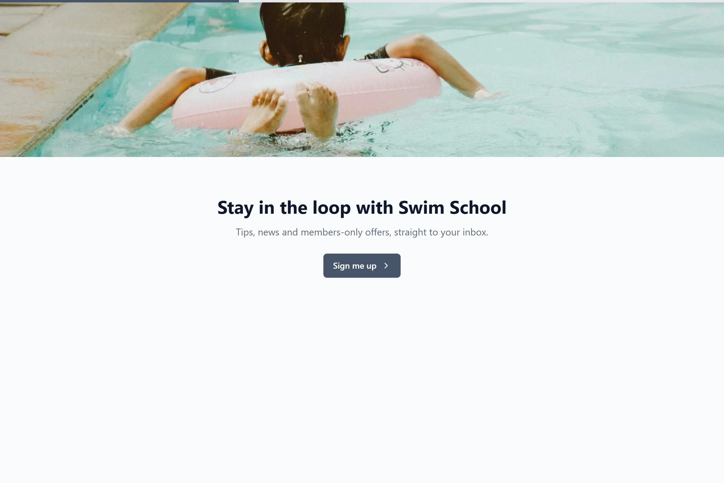 Swim School Newsletter & Updates Signup template preview