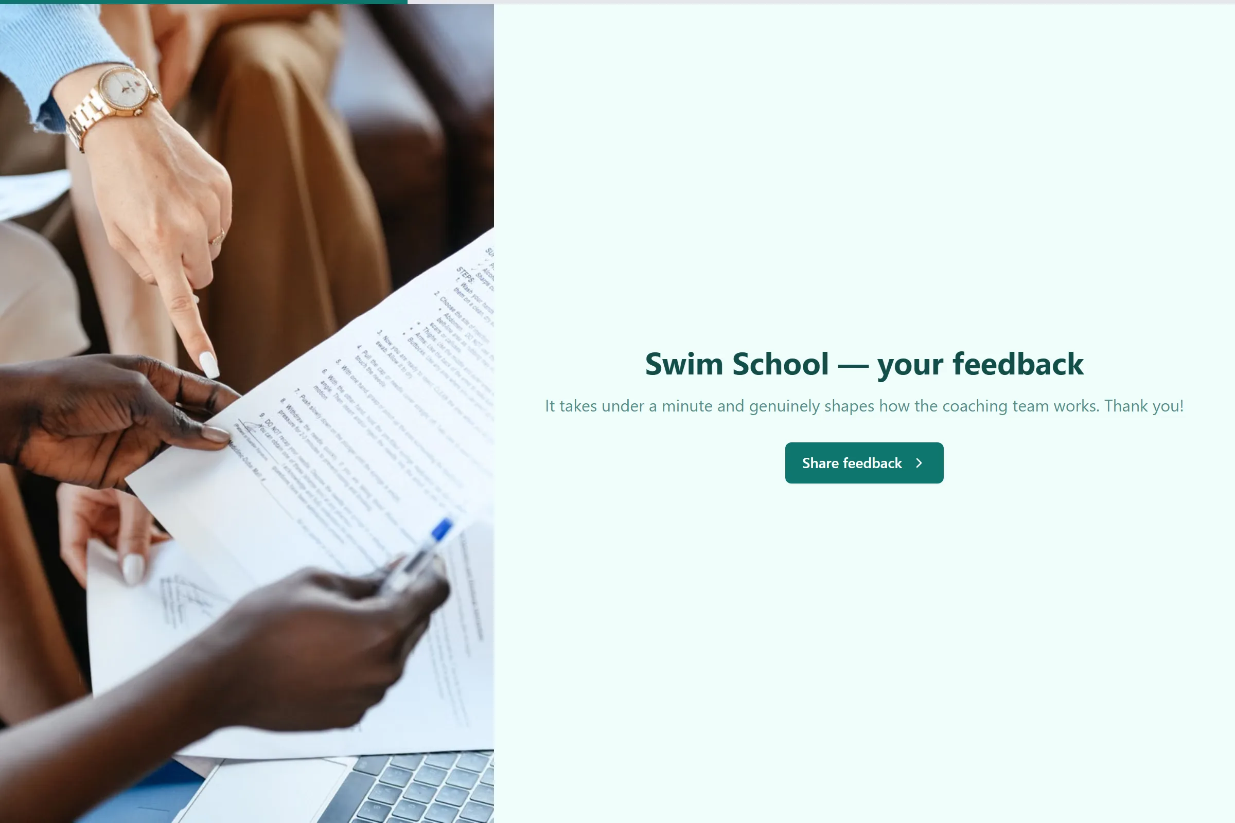 Swim School Satisfaction Survey template preview