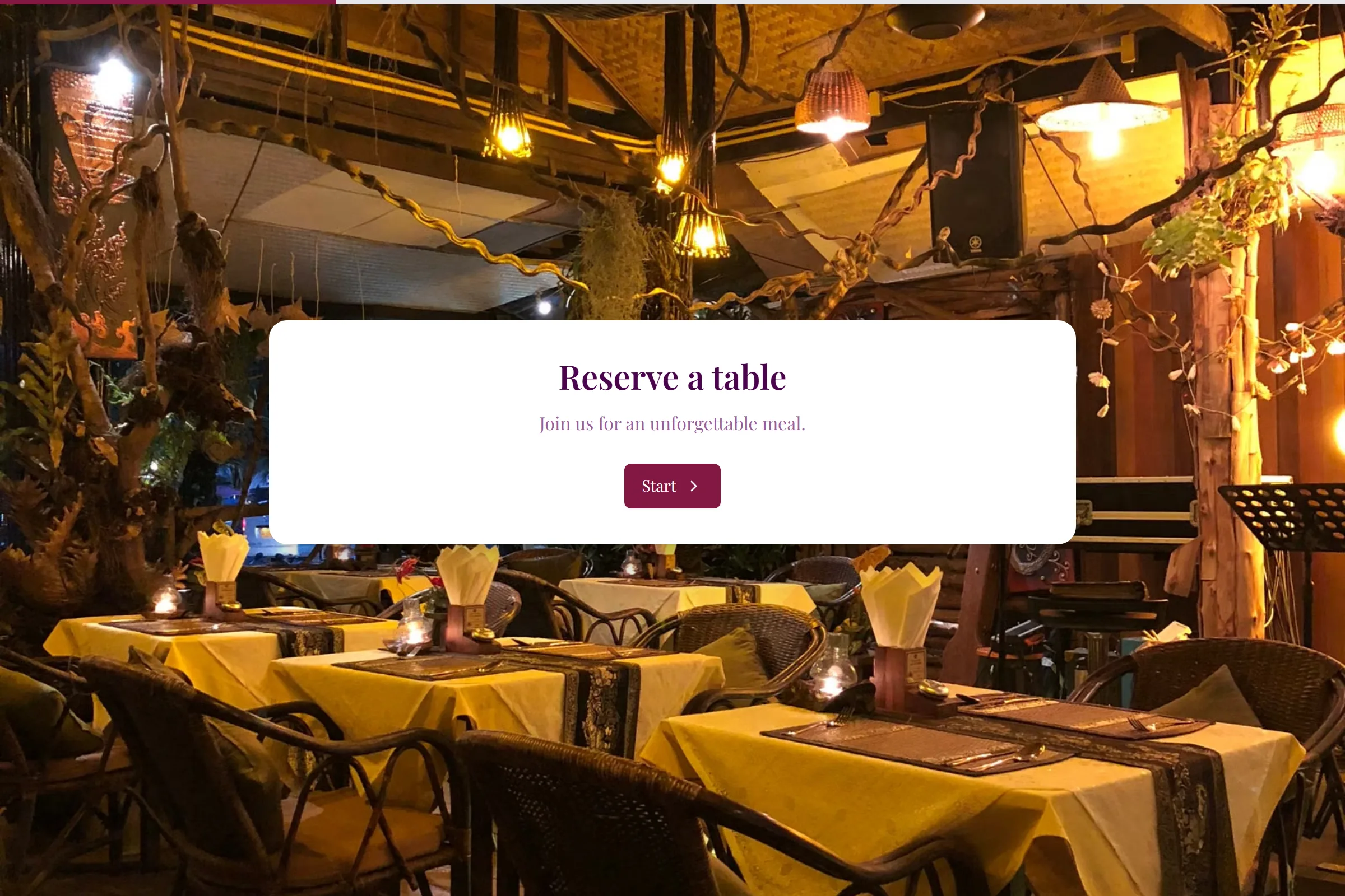 Table Reservation template preview