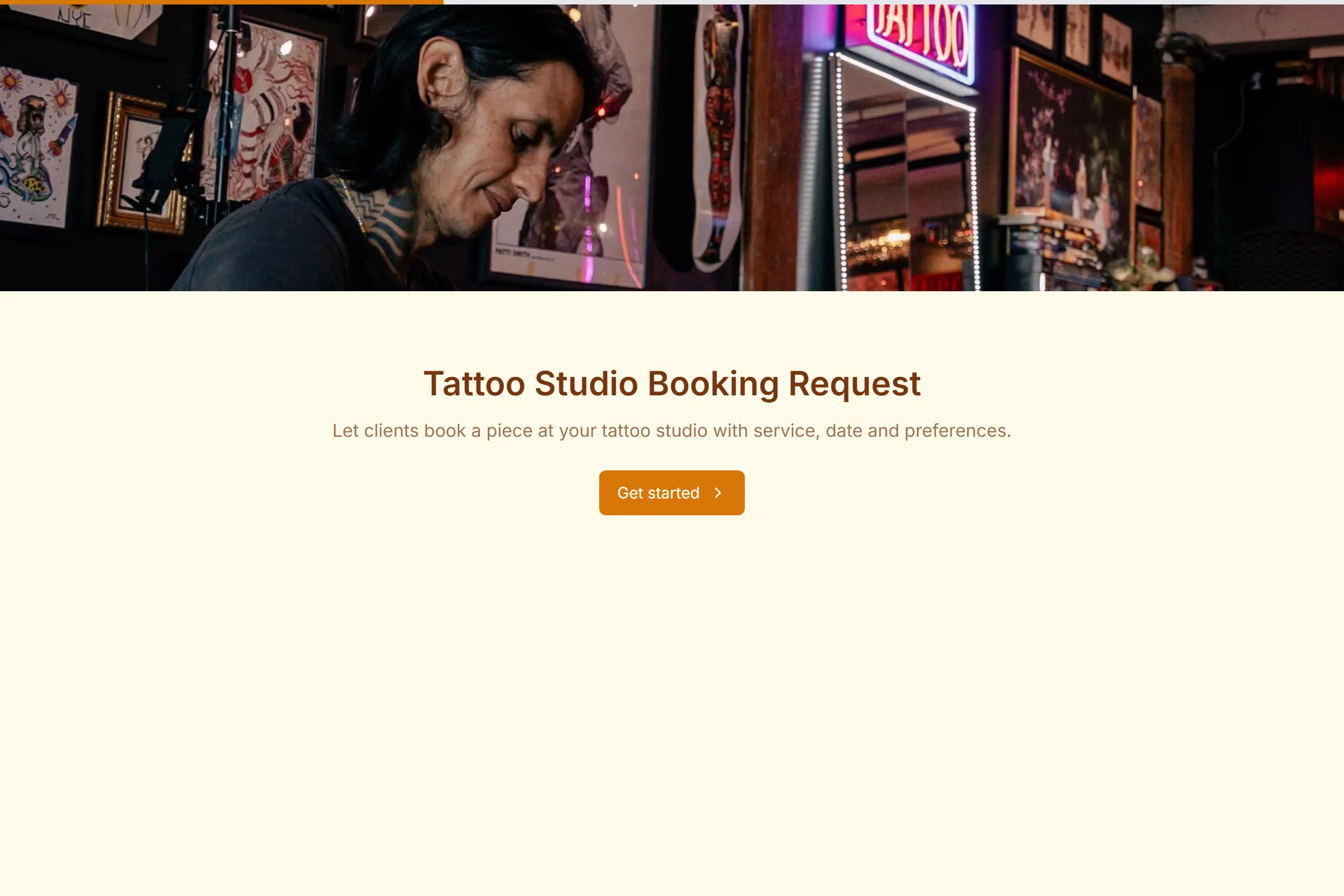 Tattoo Studio Booking Request template preview
