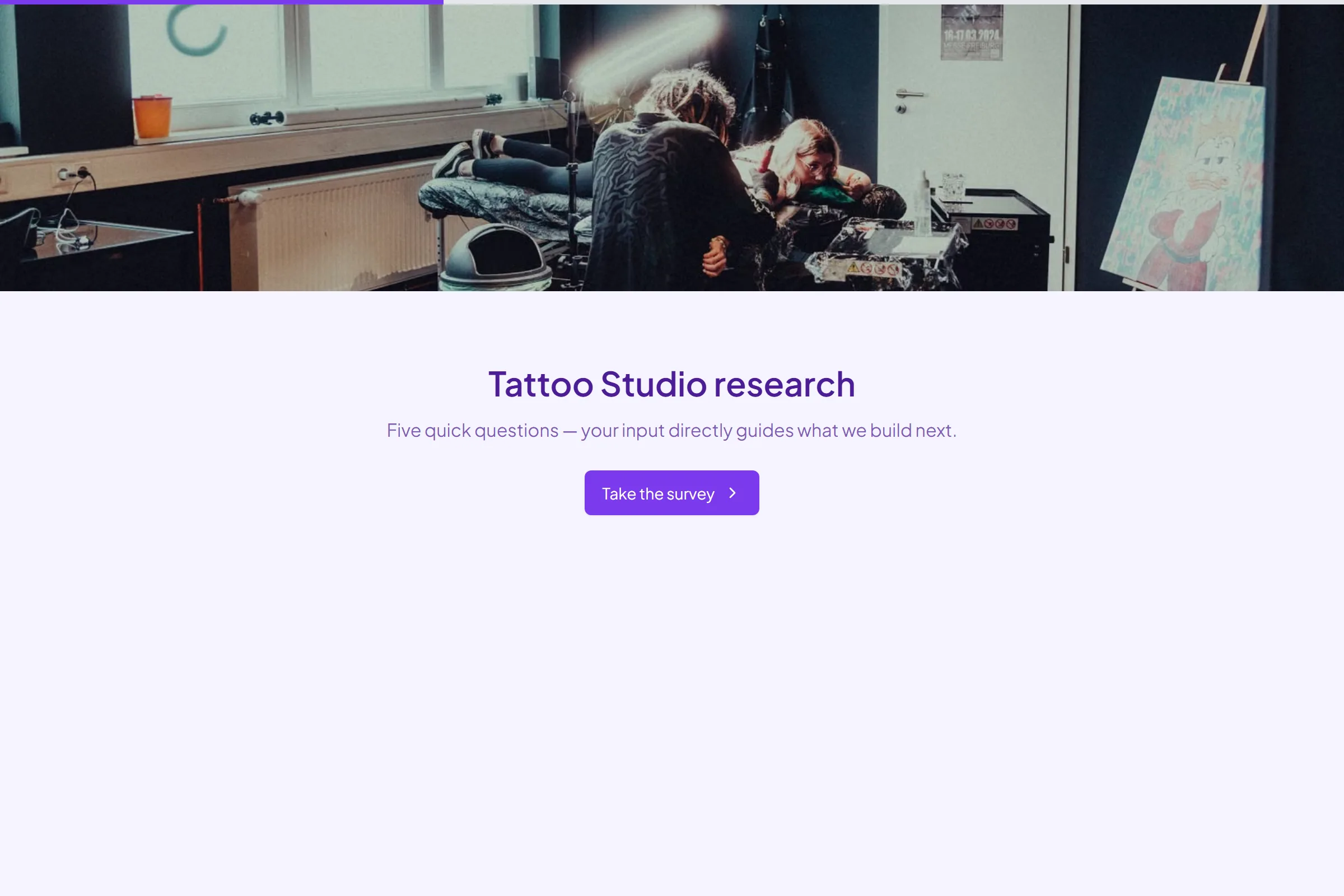 Tattoo Studio Market Research Survey template preview