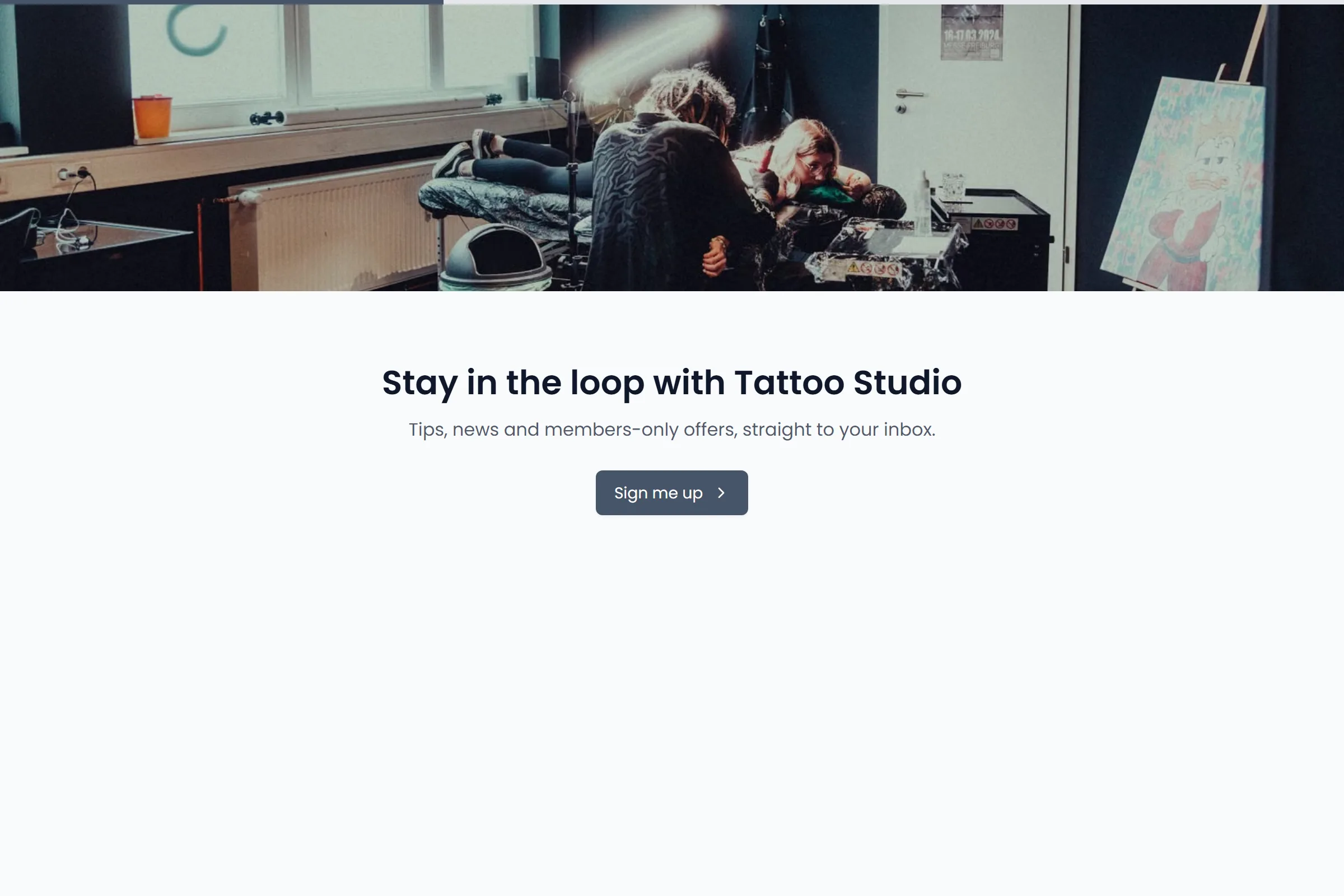 Tattoo Studio Newsletter & Updates Signup template preview