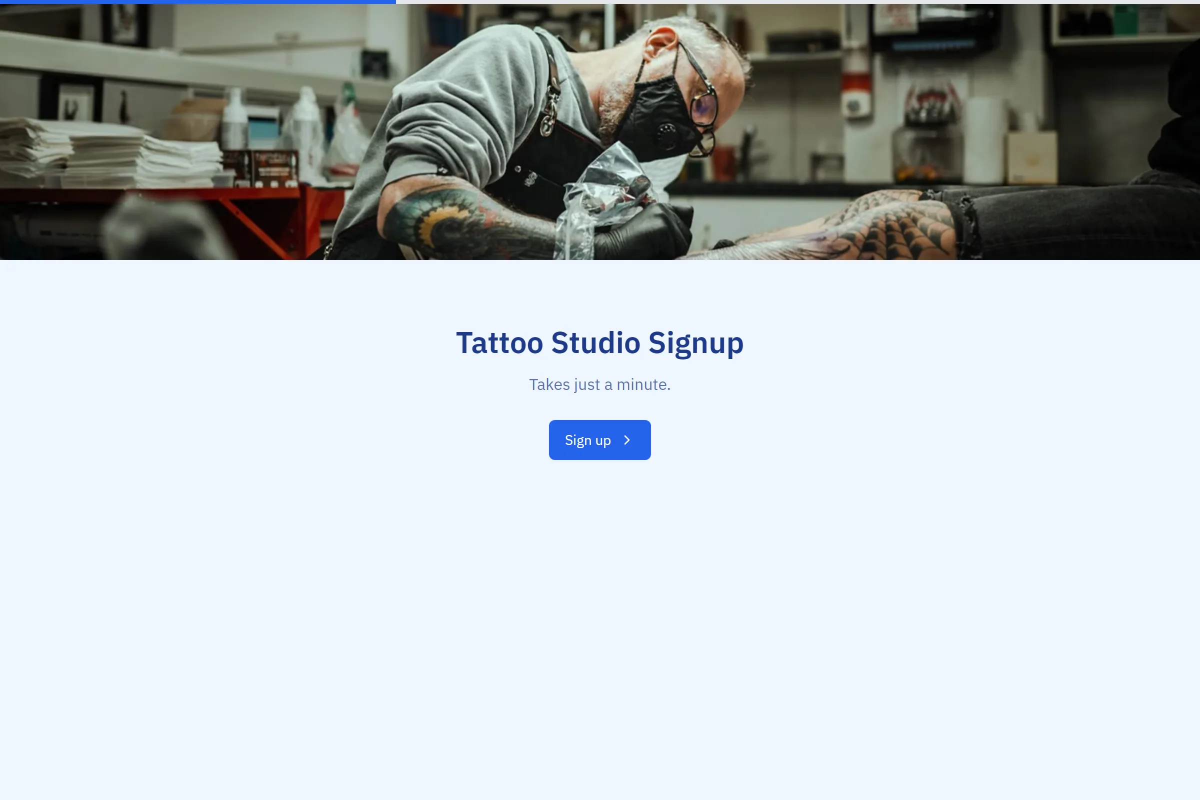 Tattoo Studio Signup template preview