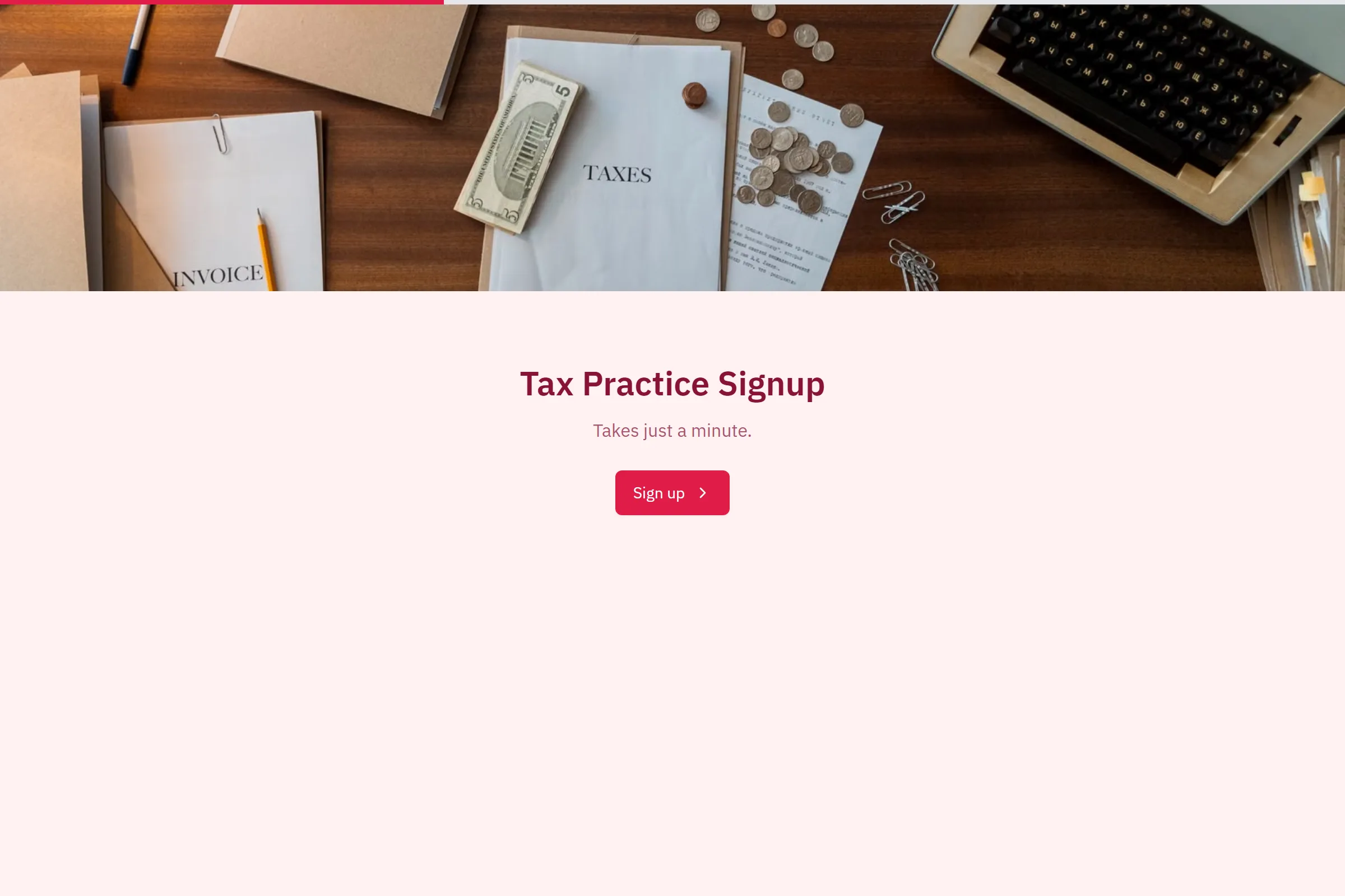 Tax Practice Signup template preview