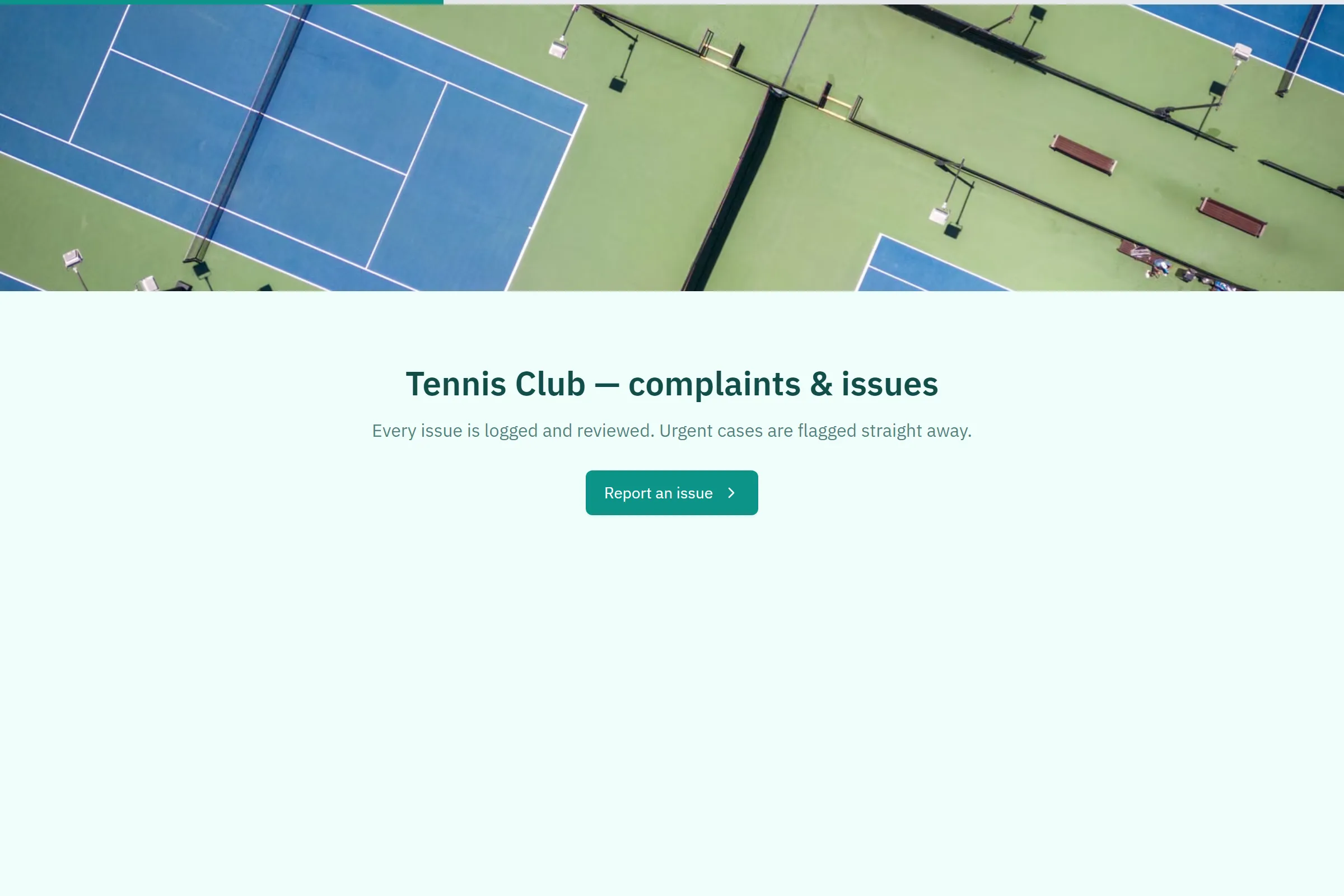Tennis Club Complaint / Issue Form template preview