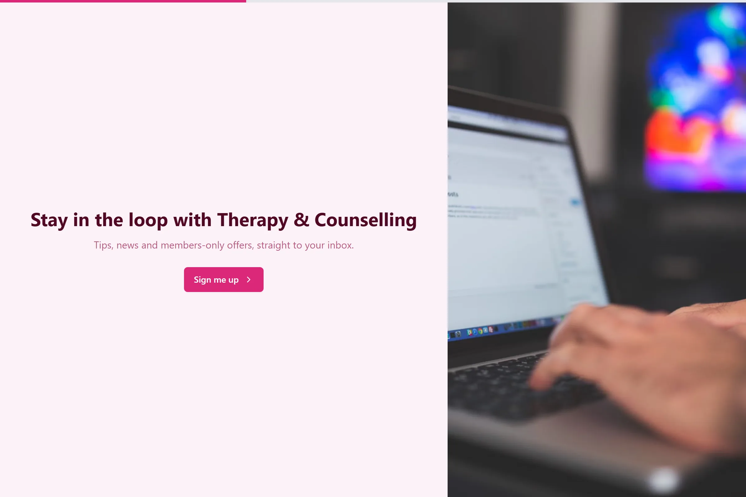 Therapy & Counselling Newsletter & Updates Signup template preview