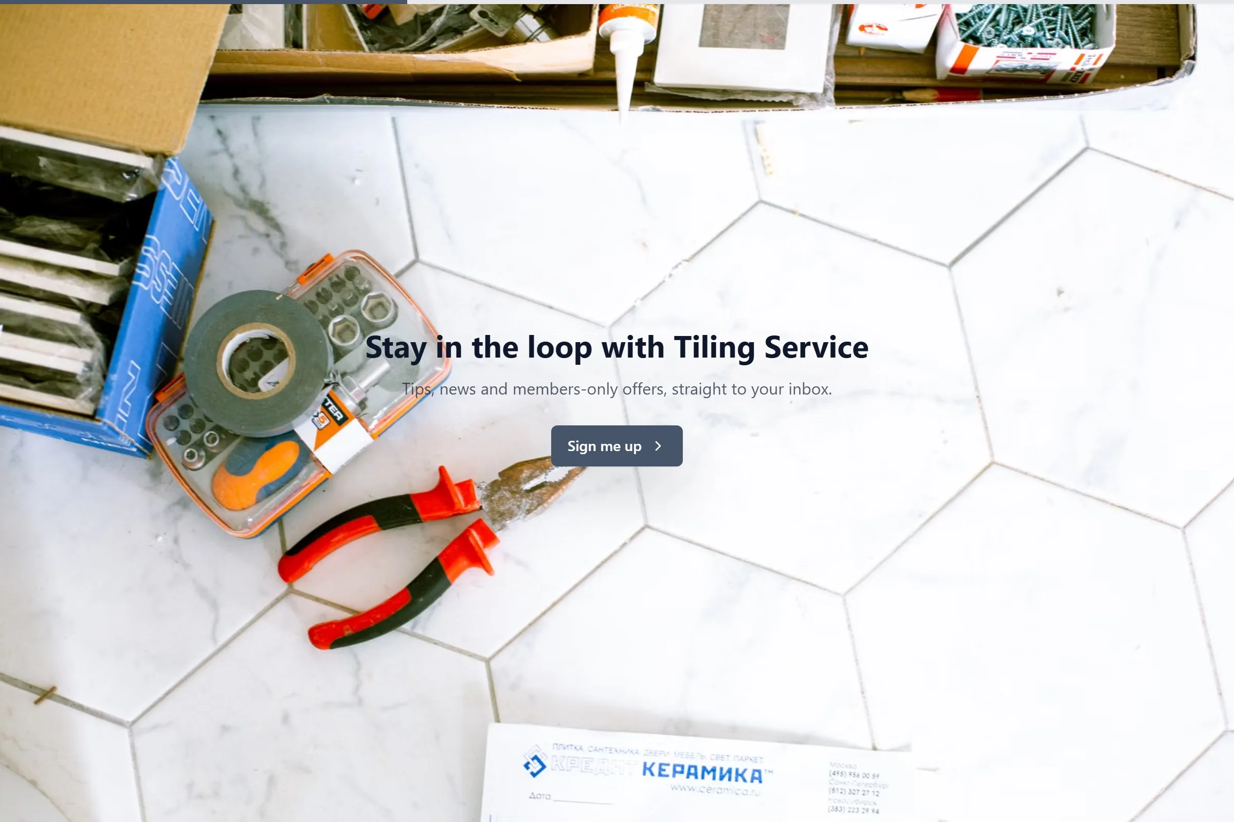 Tiling Service Newsletter & Updates Signup template preview