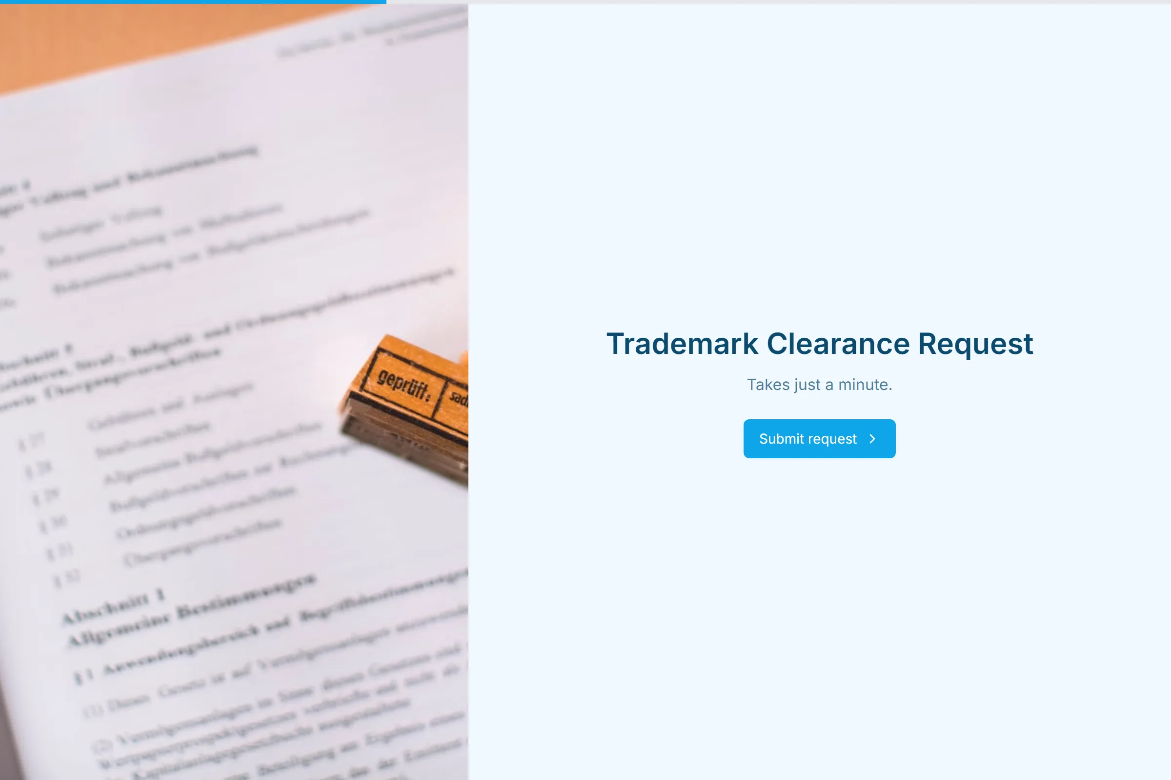 Trademark Clearance Request template preview