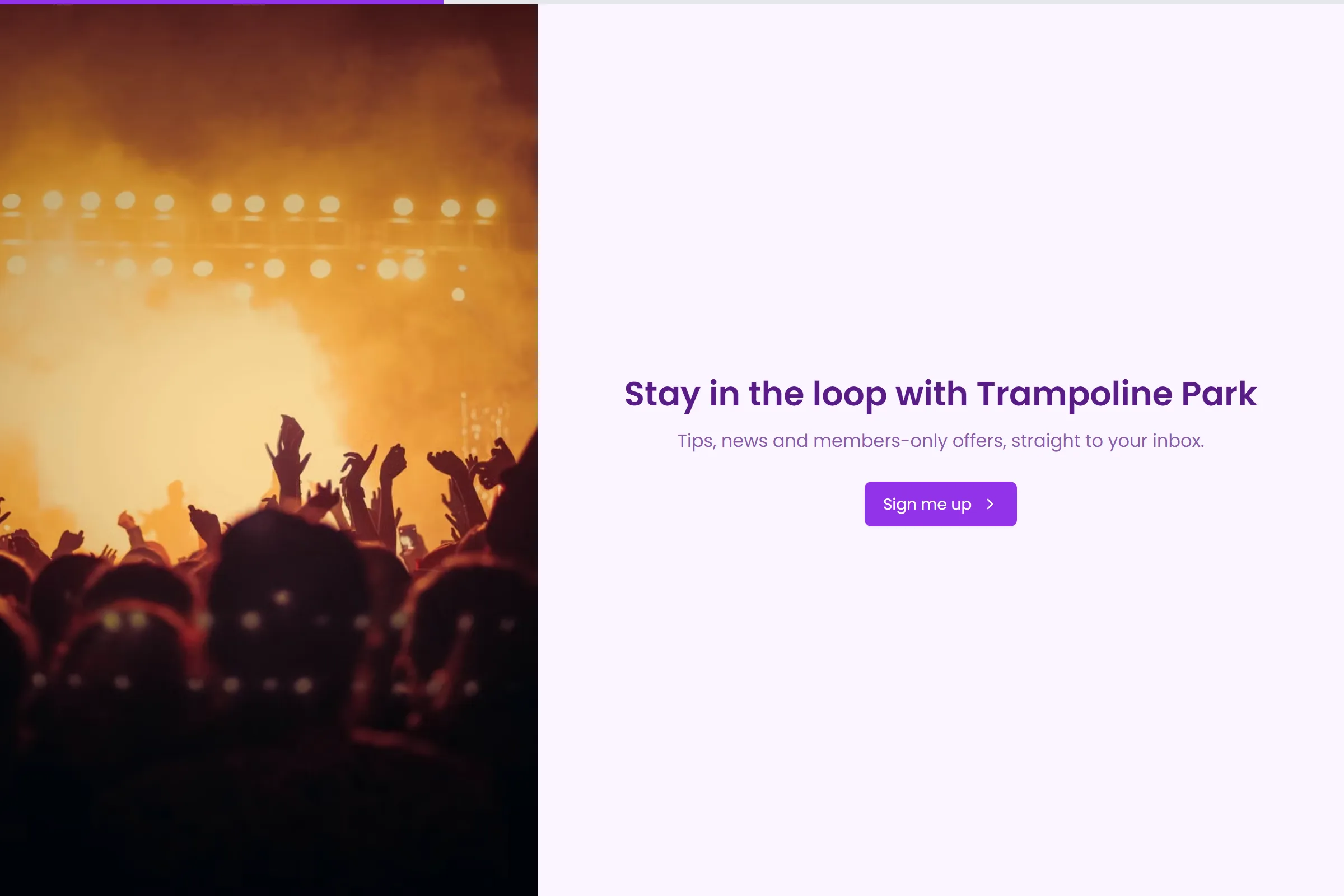 Trampoline Park Newsletter & Updates Signup template preview