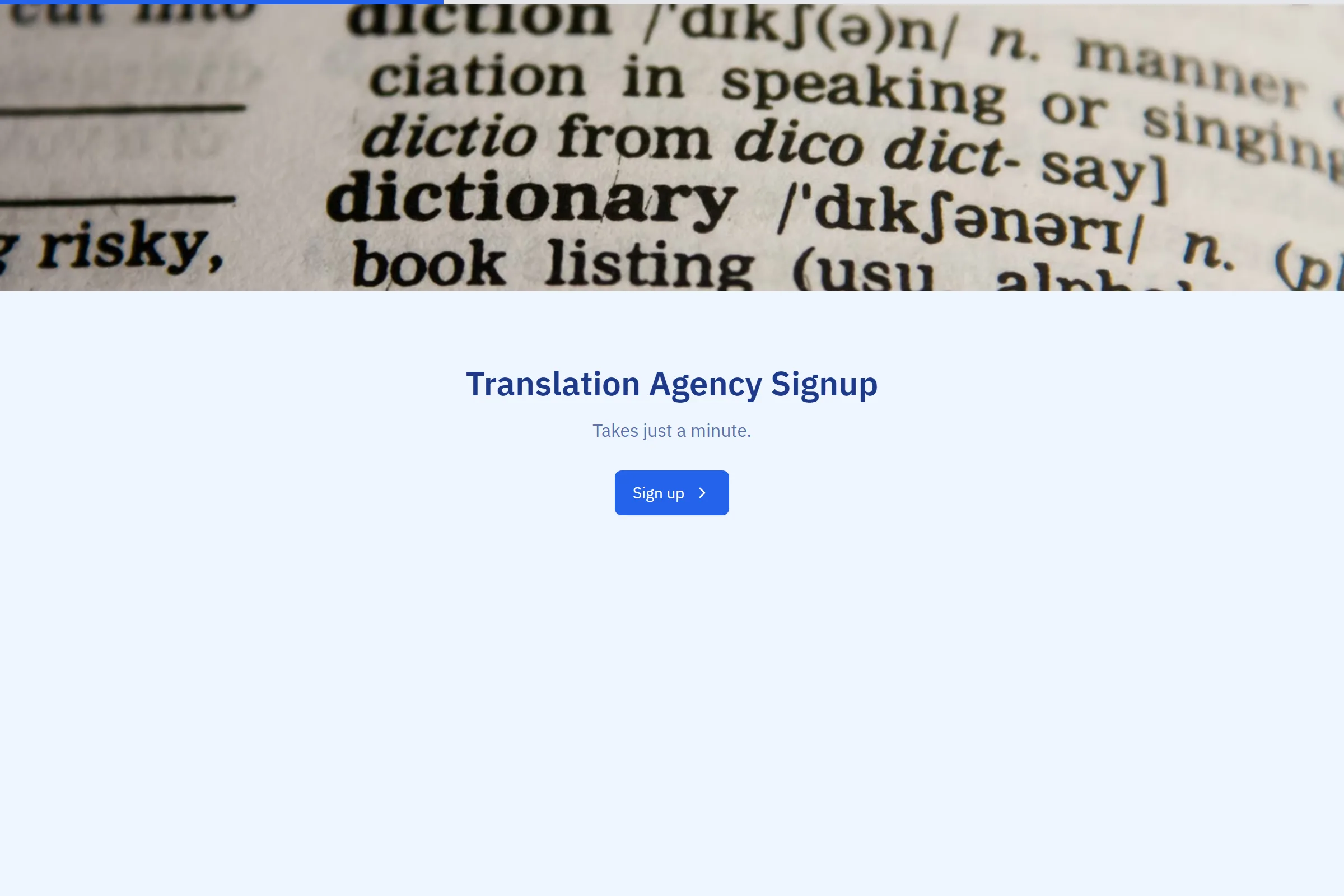 Translation Agency Signup template preview