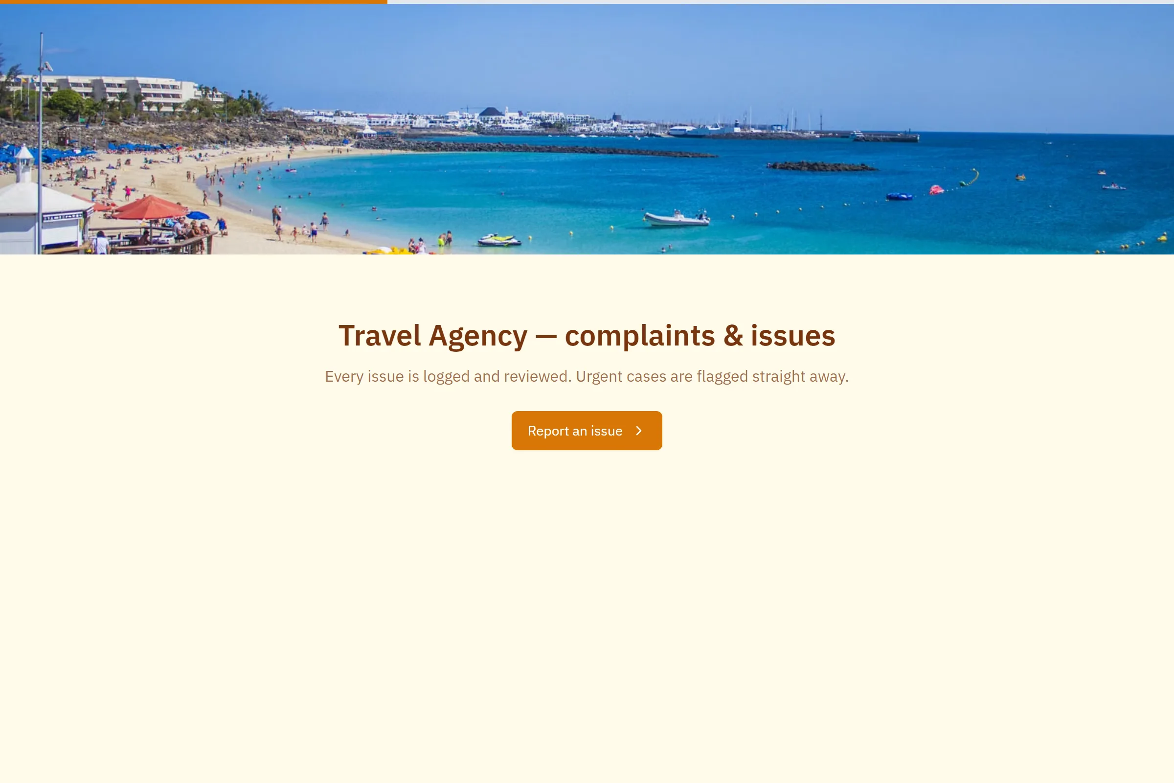 Travel Agency Complaint / Issue Form template preview